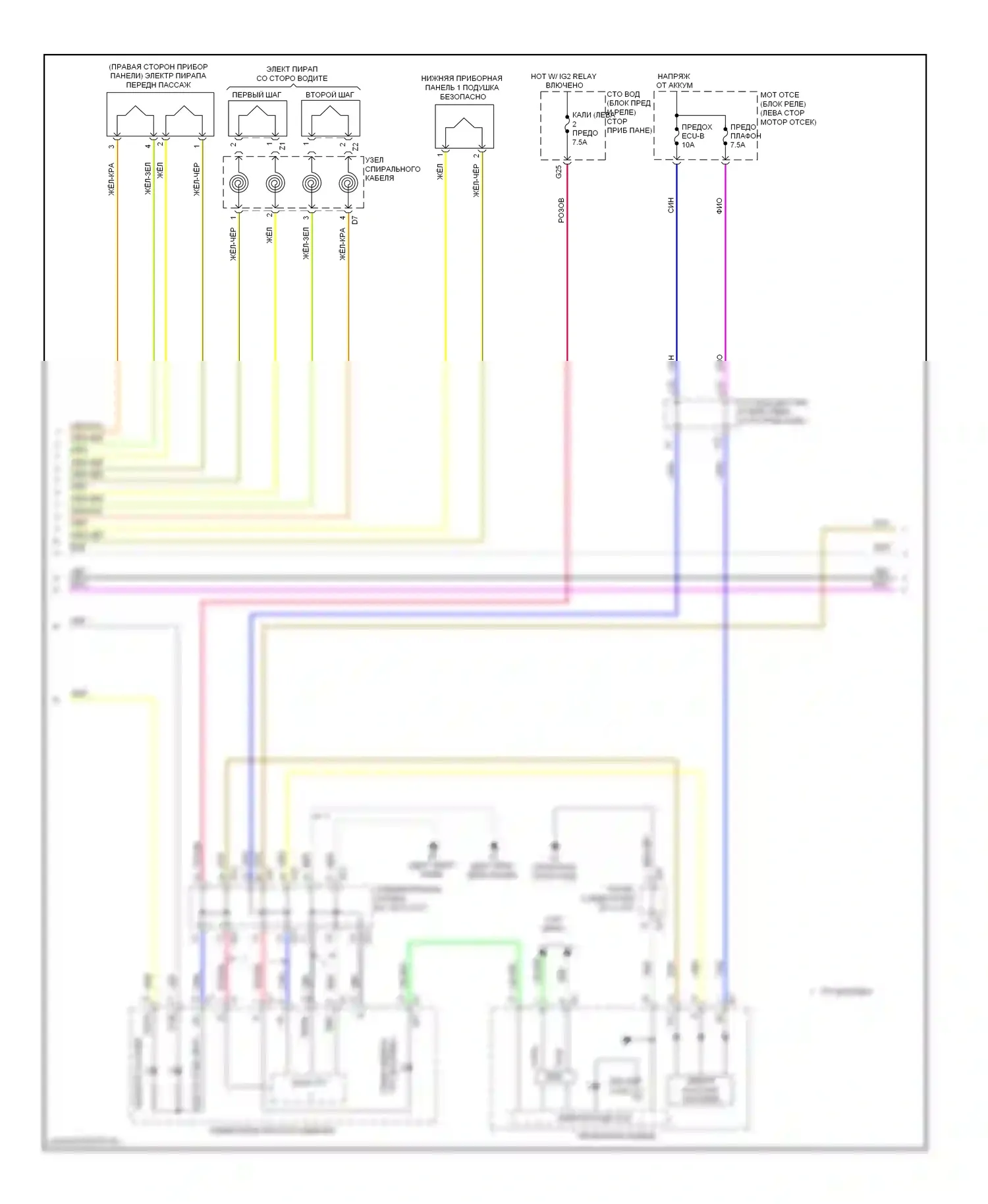 Venza Toyota I (2008-2012): Электросхема подушек безопасности (2 из 3) 