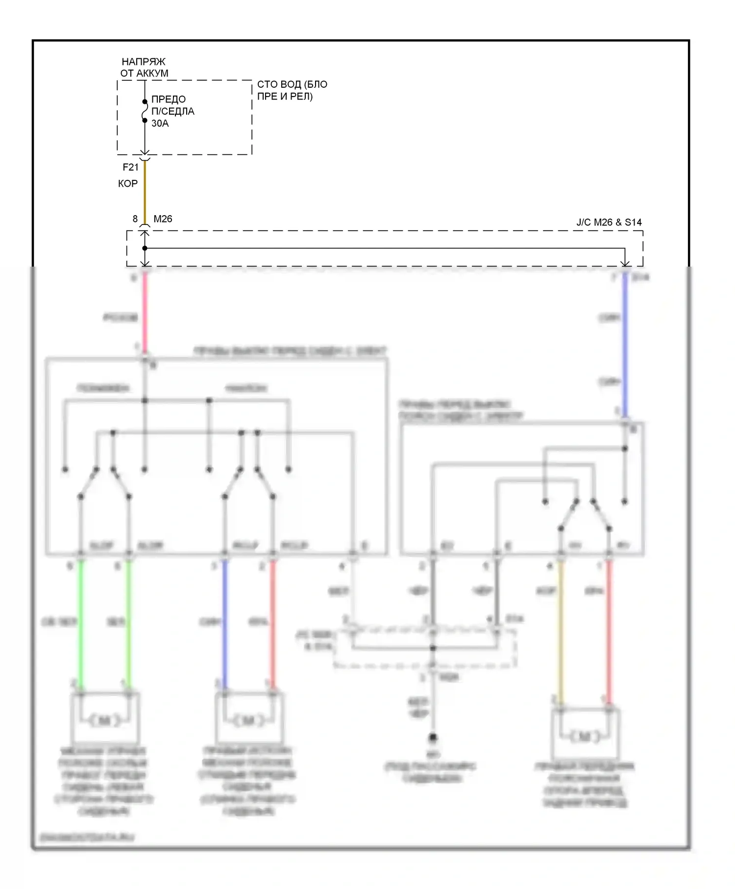 Venza Toyota I (2008-2012): Электросхема сиденья питания для пассажиров 