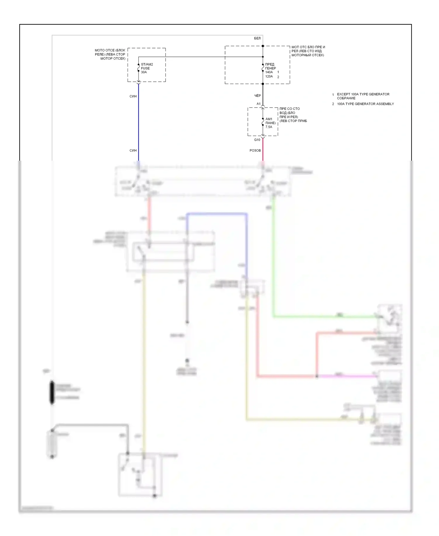 Venza Toyota I (2008-2012): Электросхема стартера, без смарт-ключа 