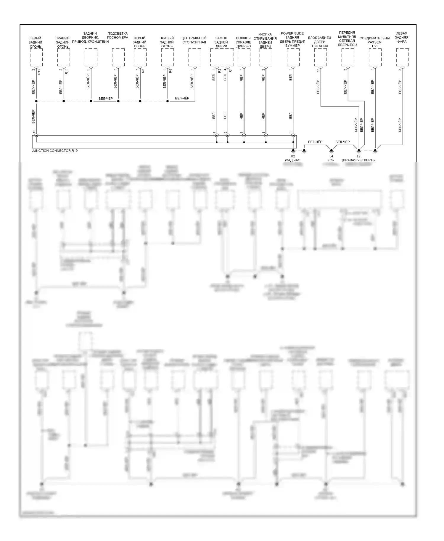 Venza Toyota I (2008-2012): Электросхема точек подключения масс (3 из 4) 