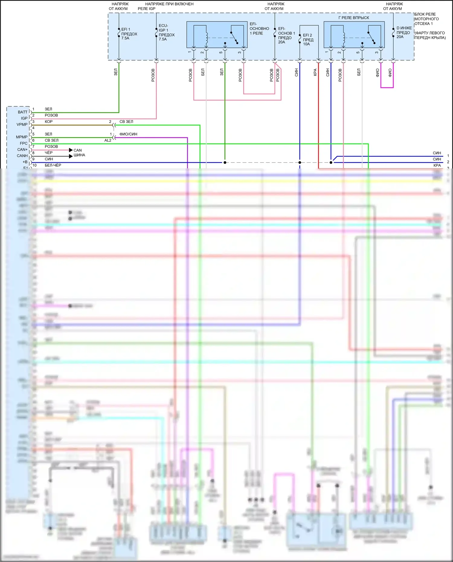 Venza Toyota II (2020-2024): Электросхема двигатель 2.5л гибрид, электросхема органов управления двигателем (1 из 7) 