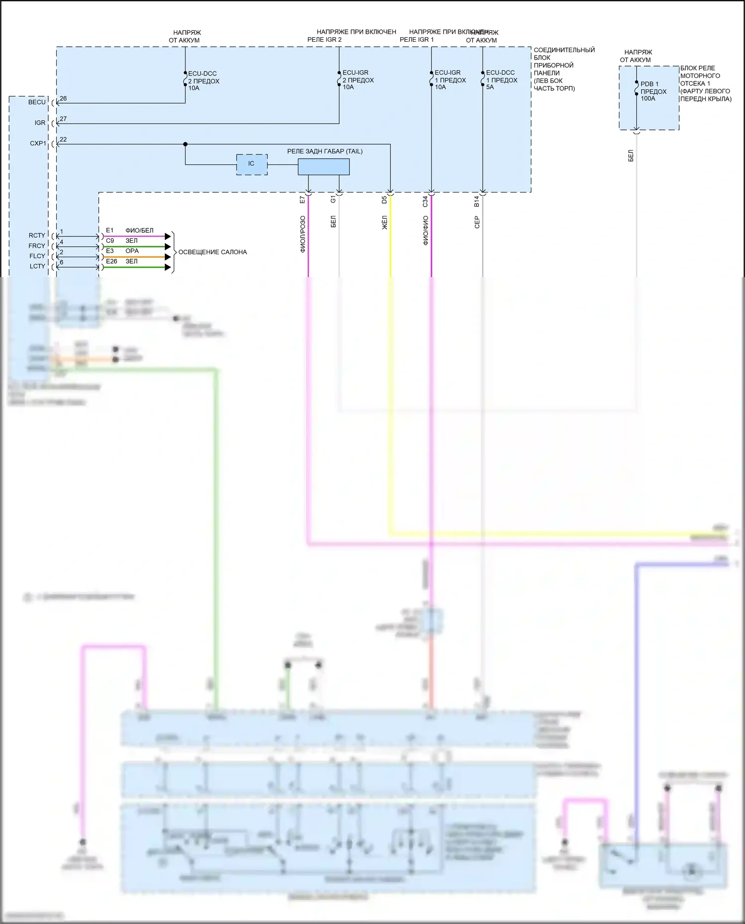 Venza Toyota II (2020-2024): Электросхема фар и фонарей (1 из 3) 