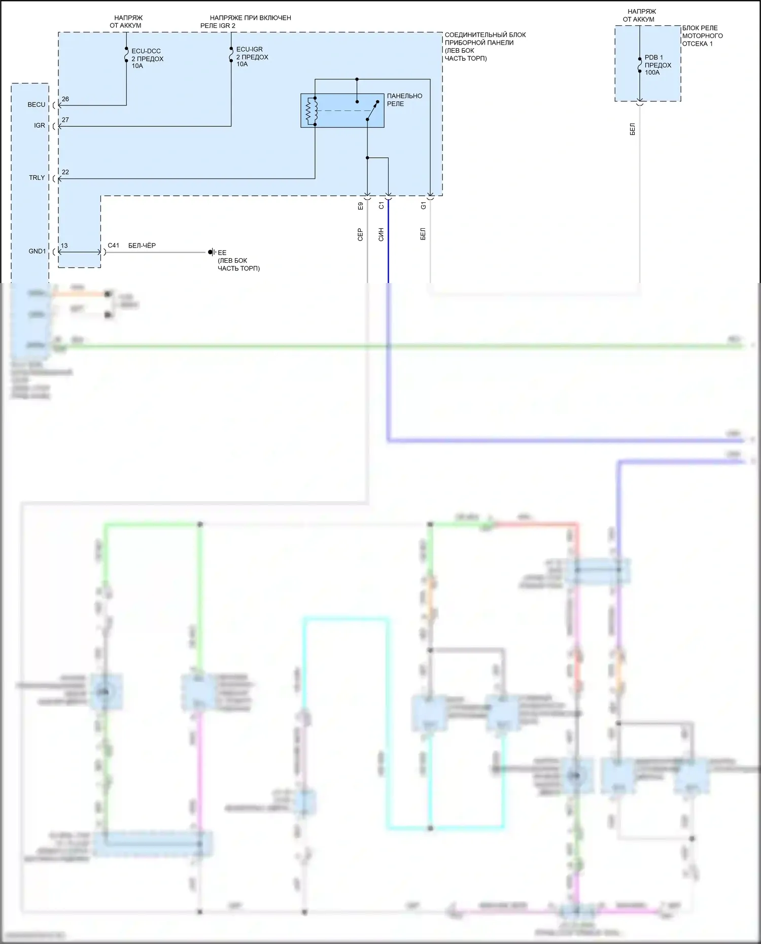 Venza Toyota II (2020-2024): Электросхема подсветки приборной панели (1 из 3) 
