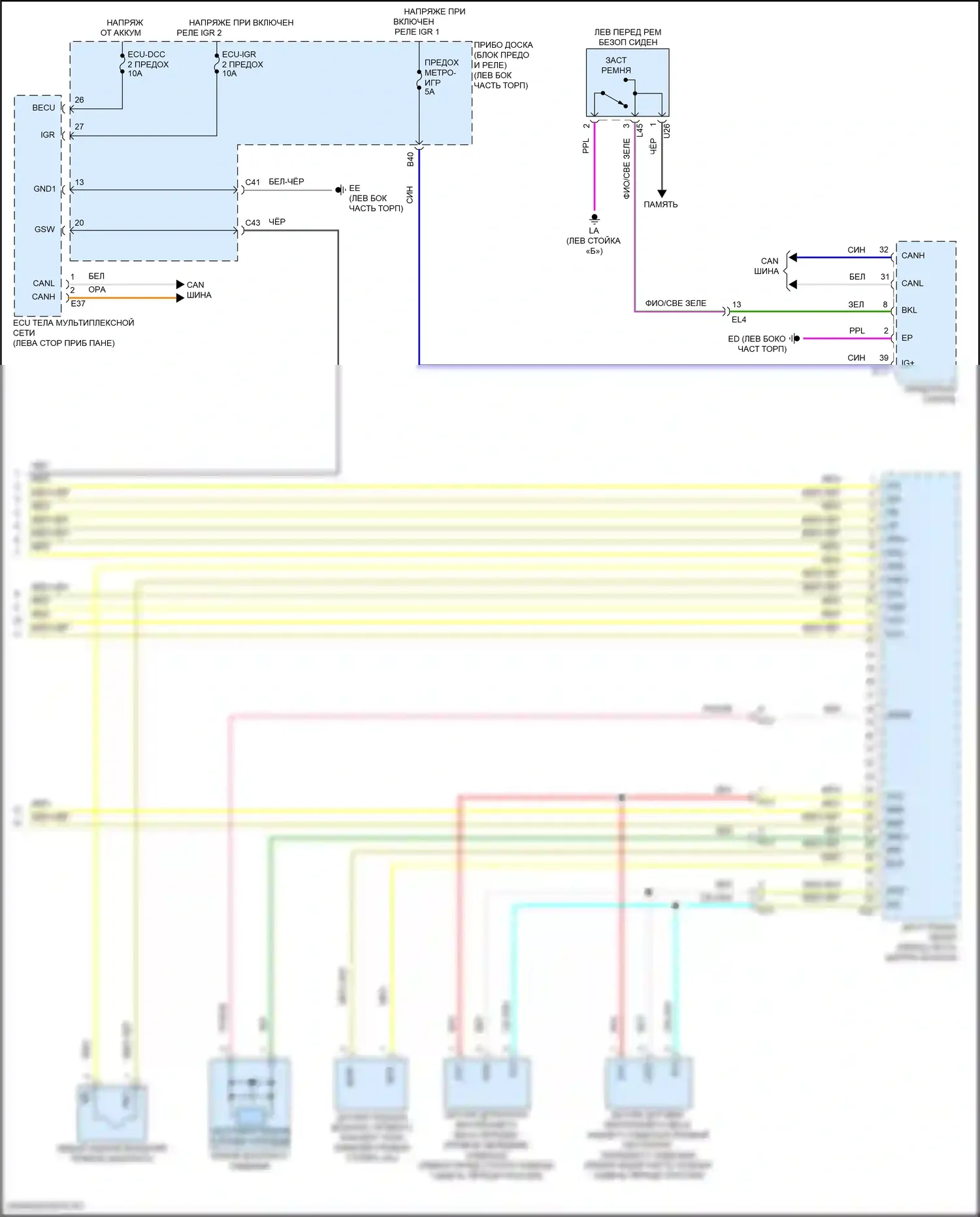 Venza Toyota II (2020-2024): Электросхема подушек безопасности (3 из 3) 