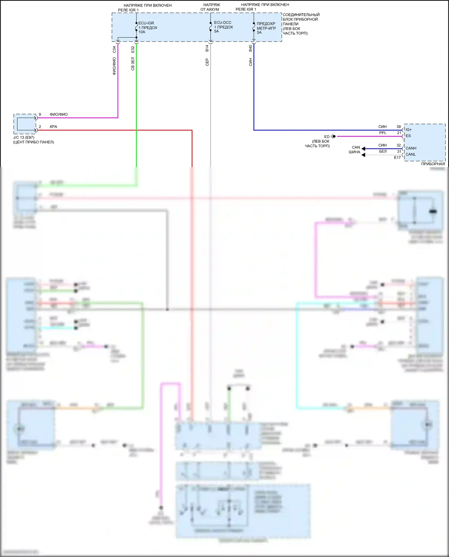 Venza Toyota II (2020-2024): Электросхема мониторинга в слепой зоне 