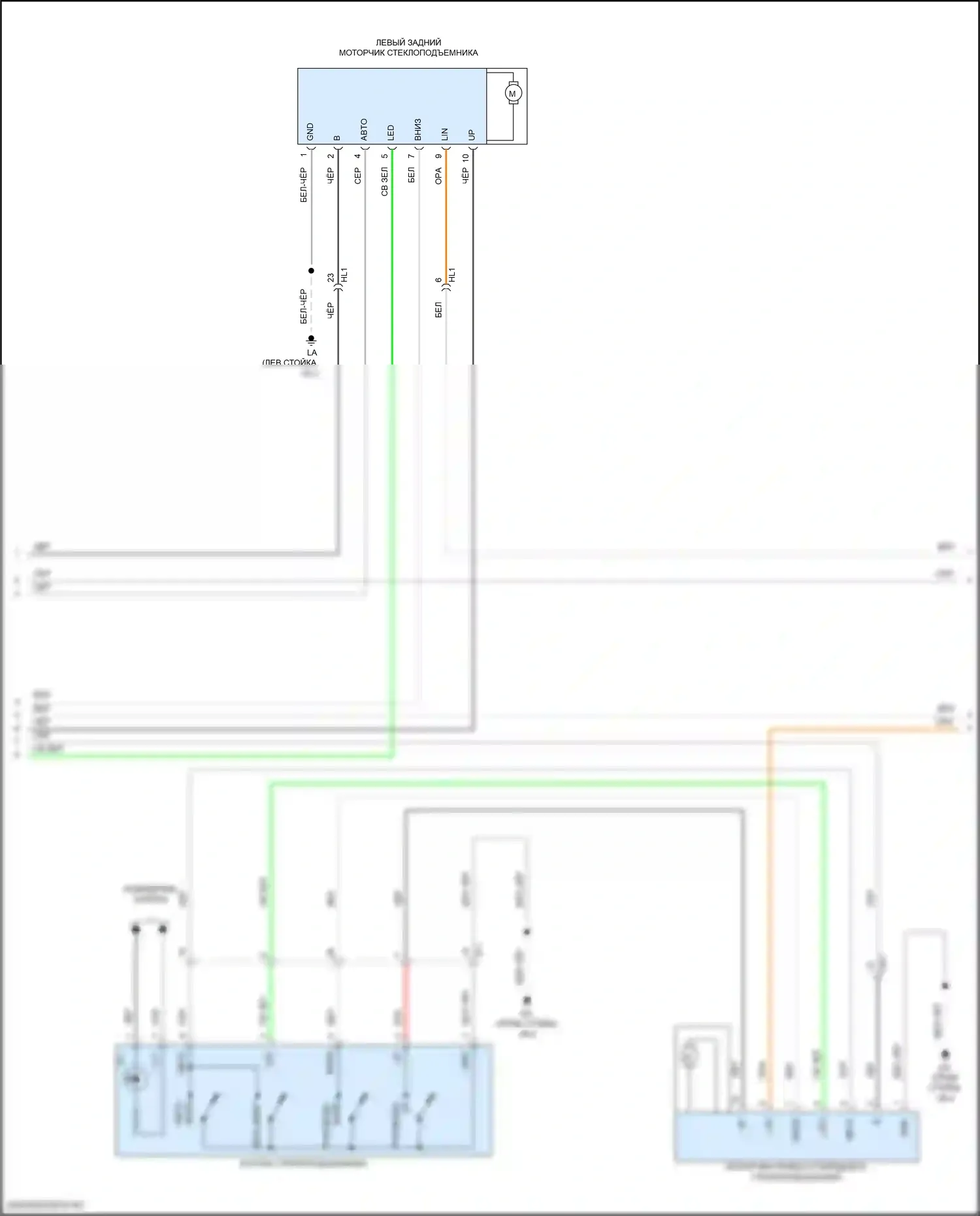 Venza Toyota II (2020-2024): Электросхема стеклоподъемников (2 из 3) 