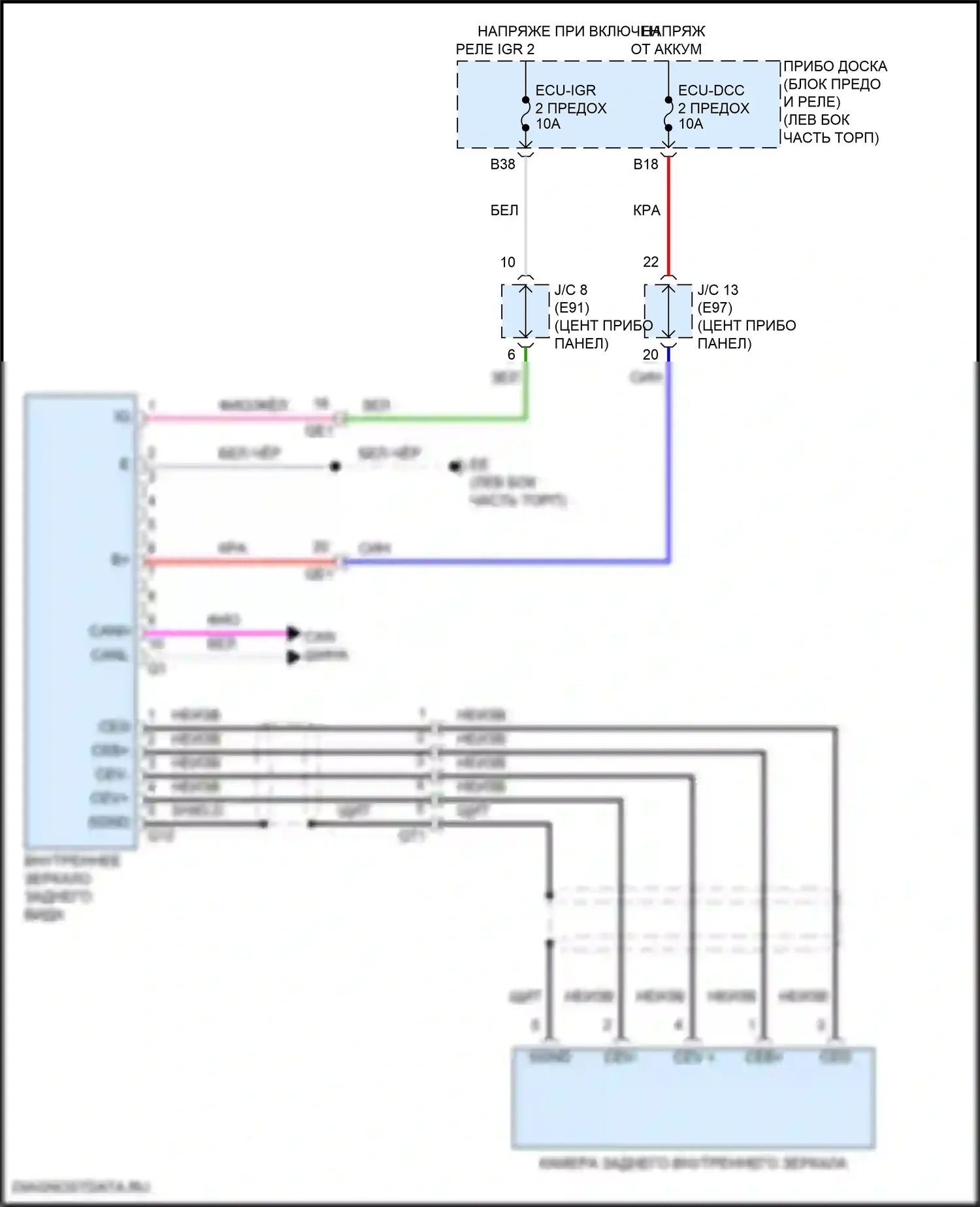Venza Toyota II (2020-2024): Электросхема электрохромного зеркала, с цифровым зеркалом заднего вида 