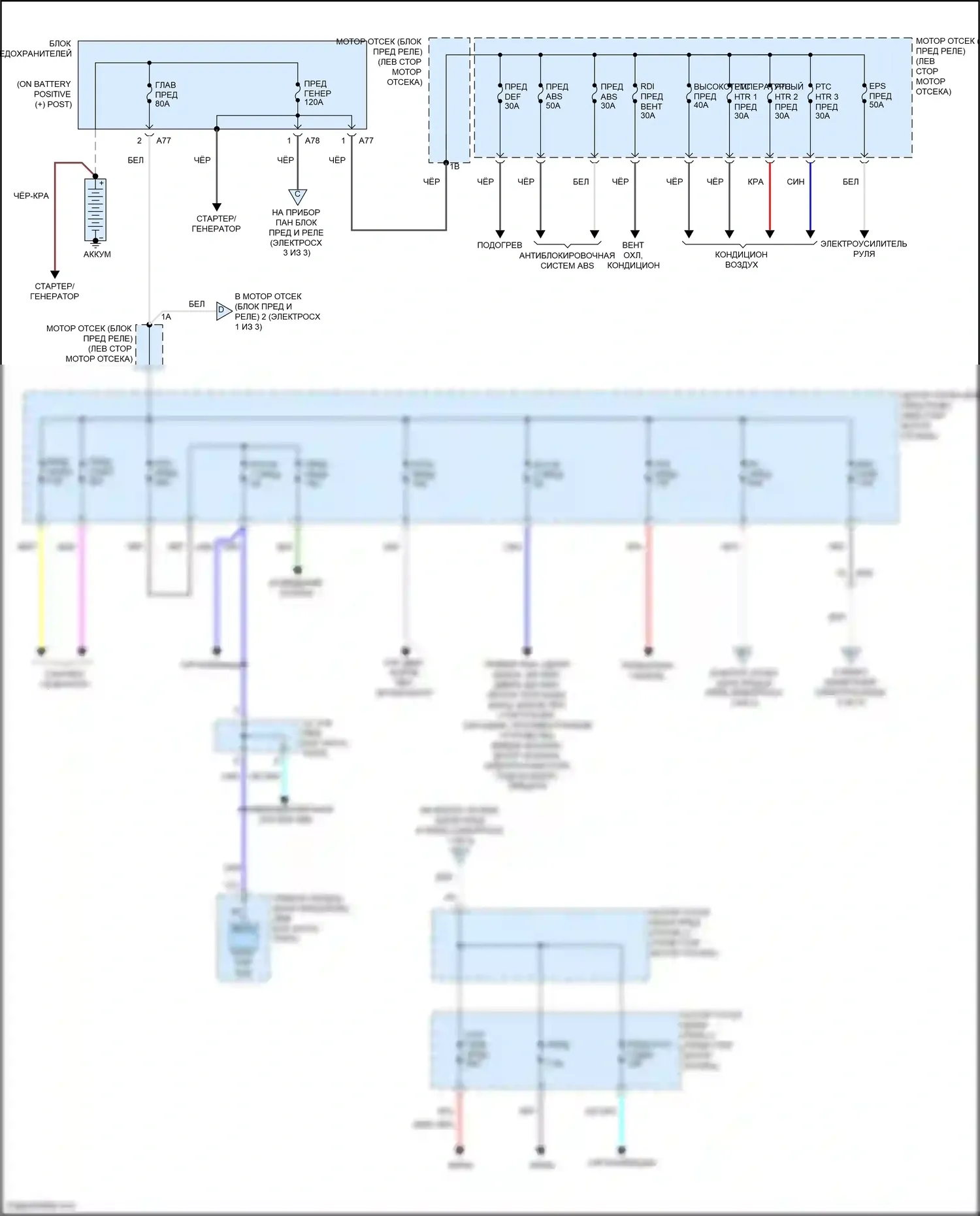 Yaris Toyota DJ/DL (2016-2020): Электросхема блока предохранителей реле (1 из 3) 