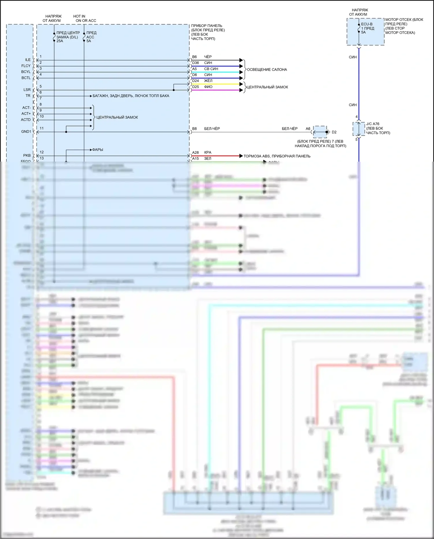 Yaris Toyota DJ/DL (2016-2020): Электросхема блоков управления кузовом (1 из 2) 