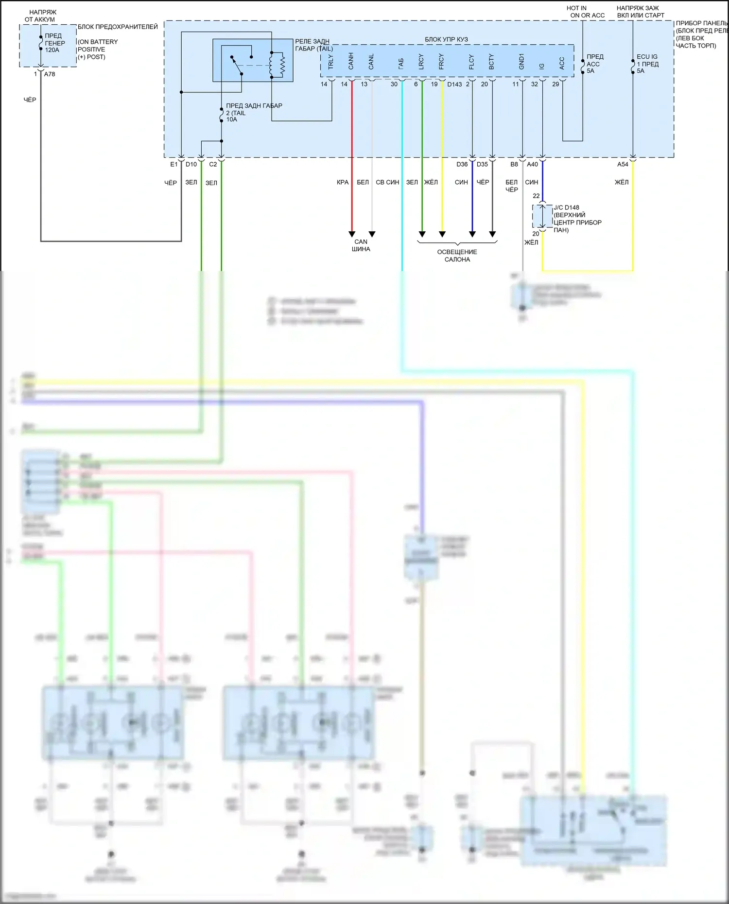 Yaris Toyota DJ/DL (2016-2020): Электросхема фар и фонарей (2 из 2) 