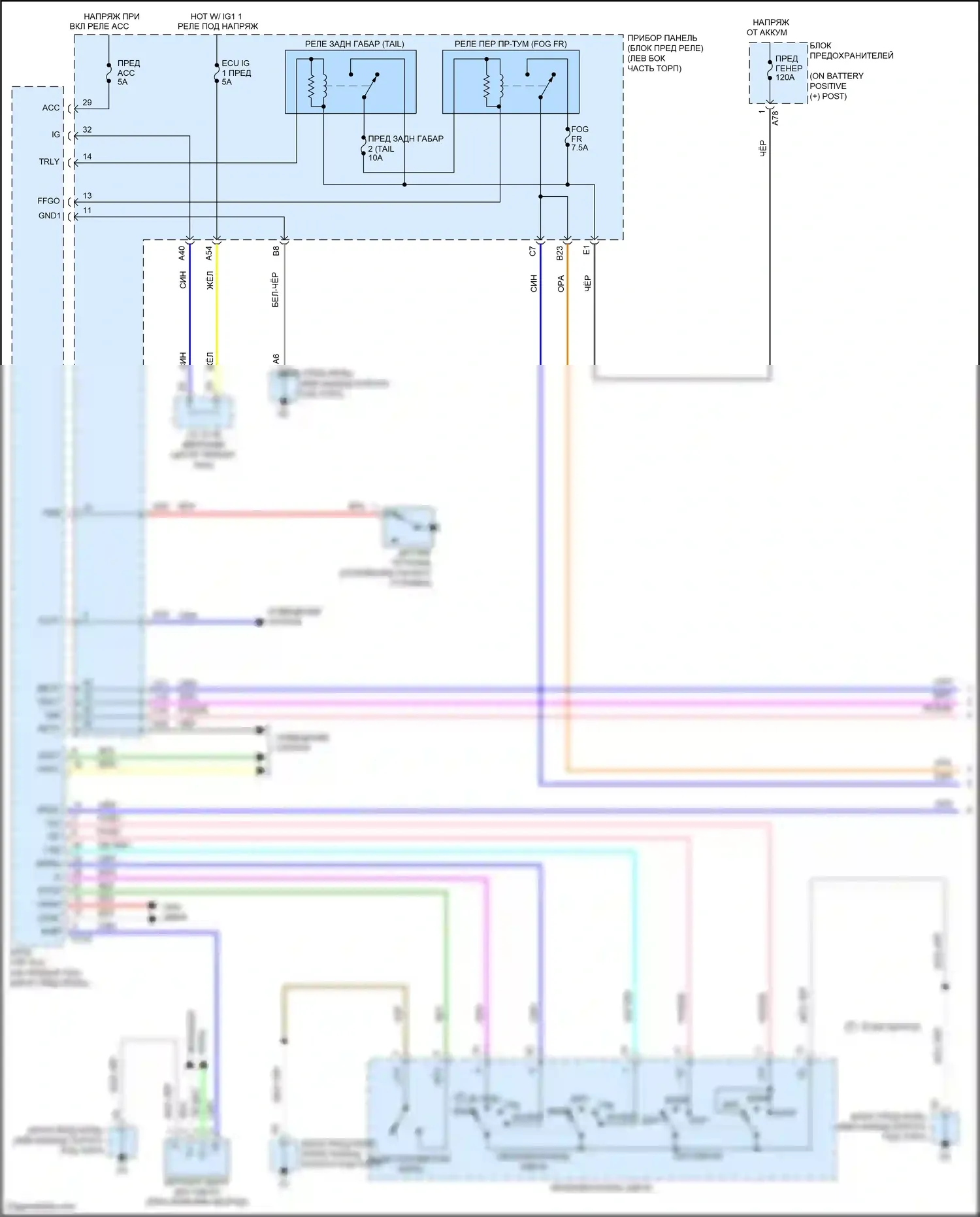 Yaris Toyota DJ/DL (2016-2020): Электросхема фар, фары с линзами (1 из 3) 