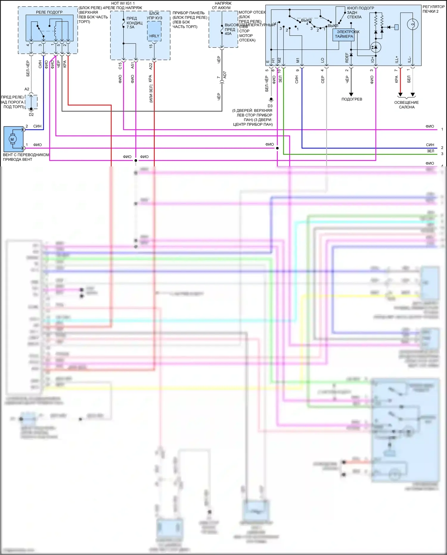 Yaris Toyota DJ/DL (2016-2020): Электросхема ручного кондиционера (1 из 3) 