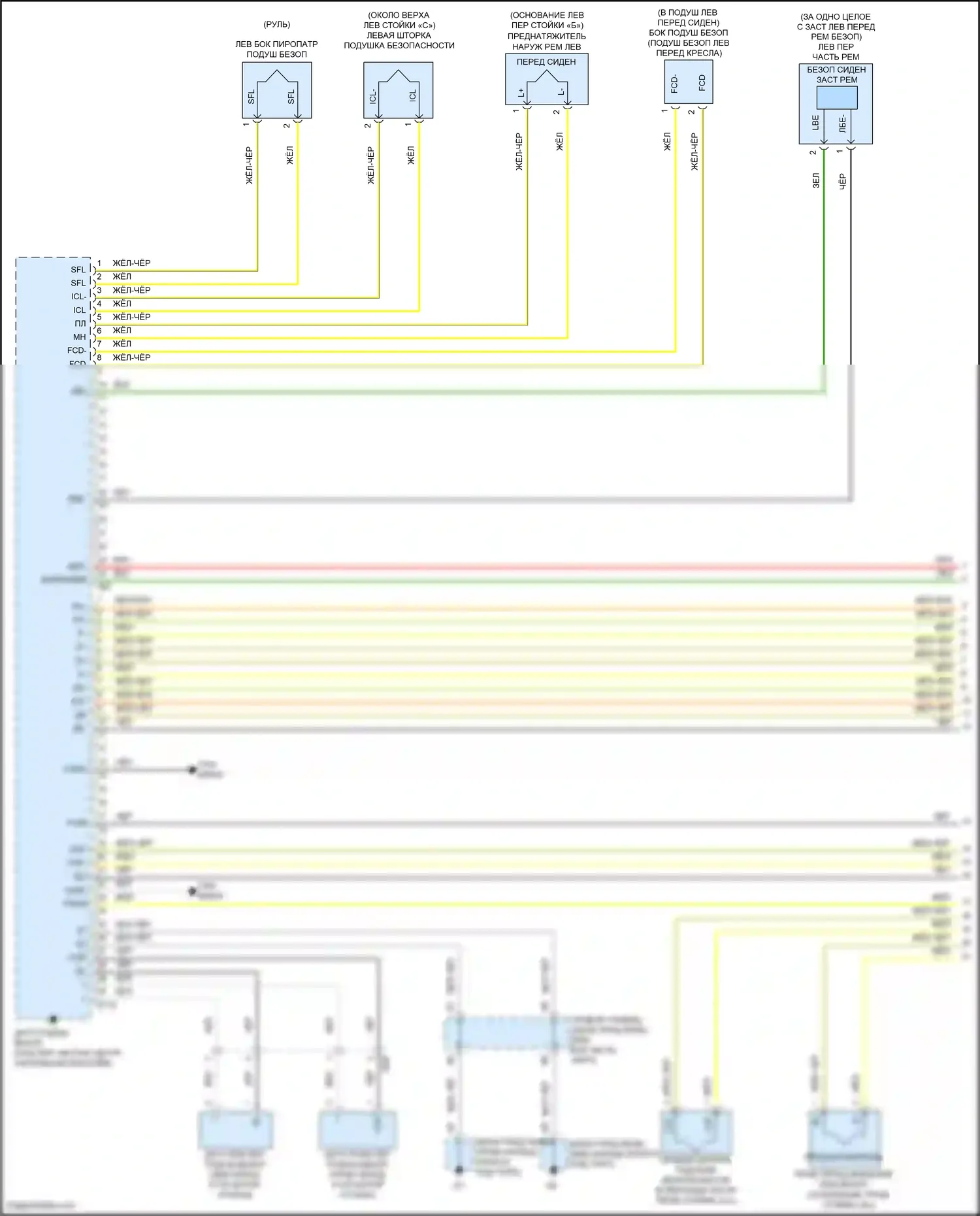 Yaris Toyota DJ/DL (2016-2020): Электросхема подушек безопасности (1 из 3) 