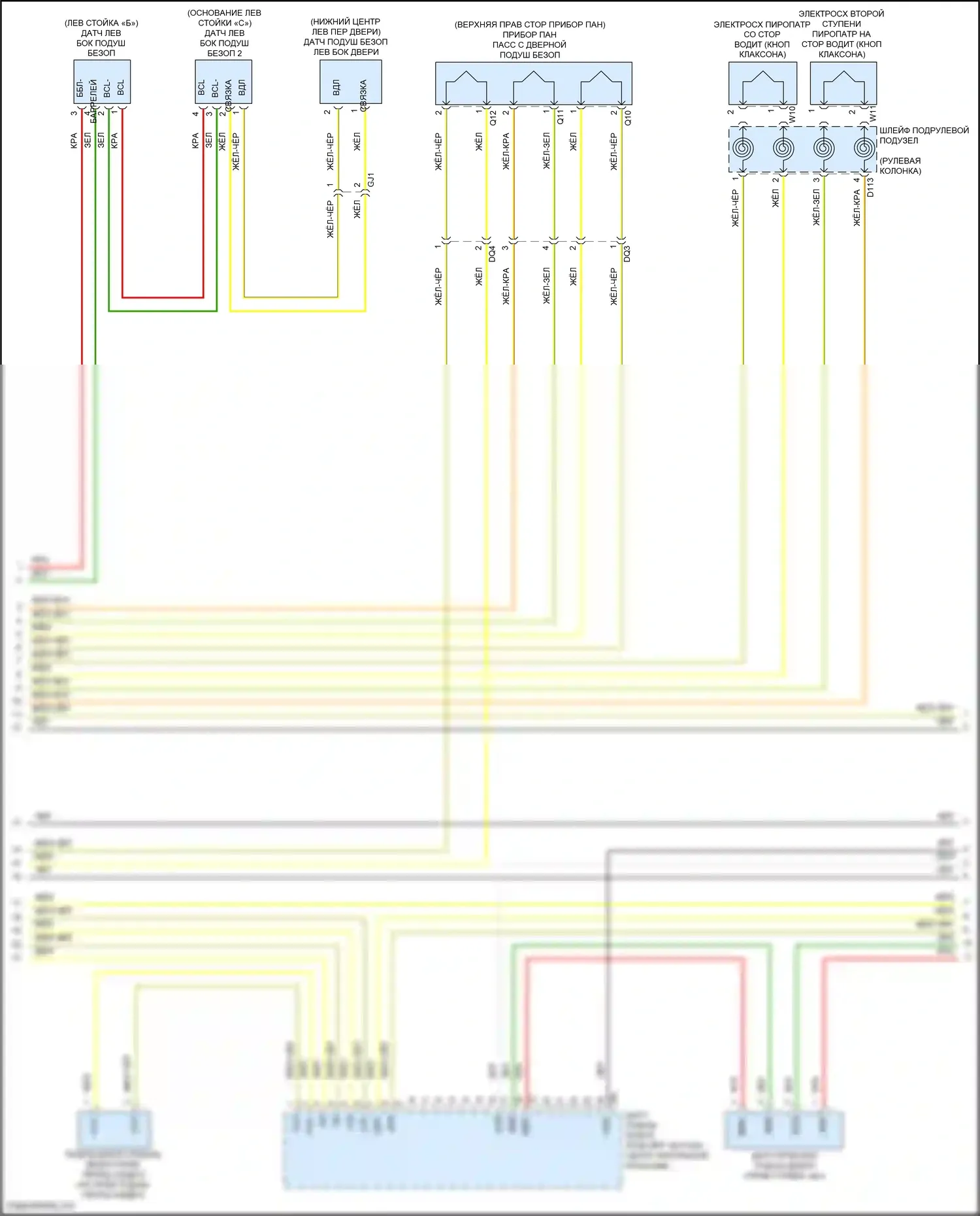 Yaris Toyota DJ/DL (2016-2020): Электросхема подушек безопасности (2 из 3) 