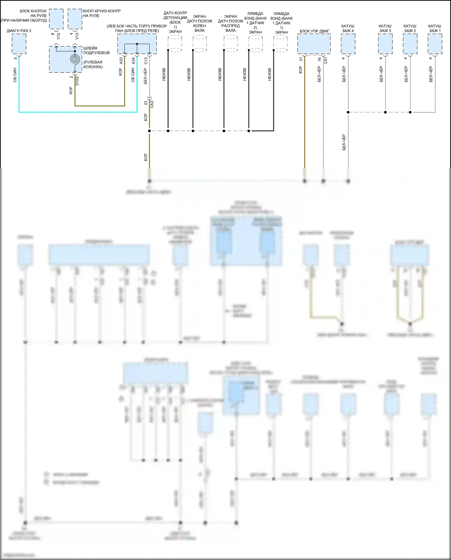 Yaris Toyota DJ/DL (2016-2020): Электросхема точек подключения масс (1 из 3) 