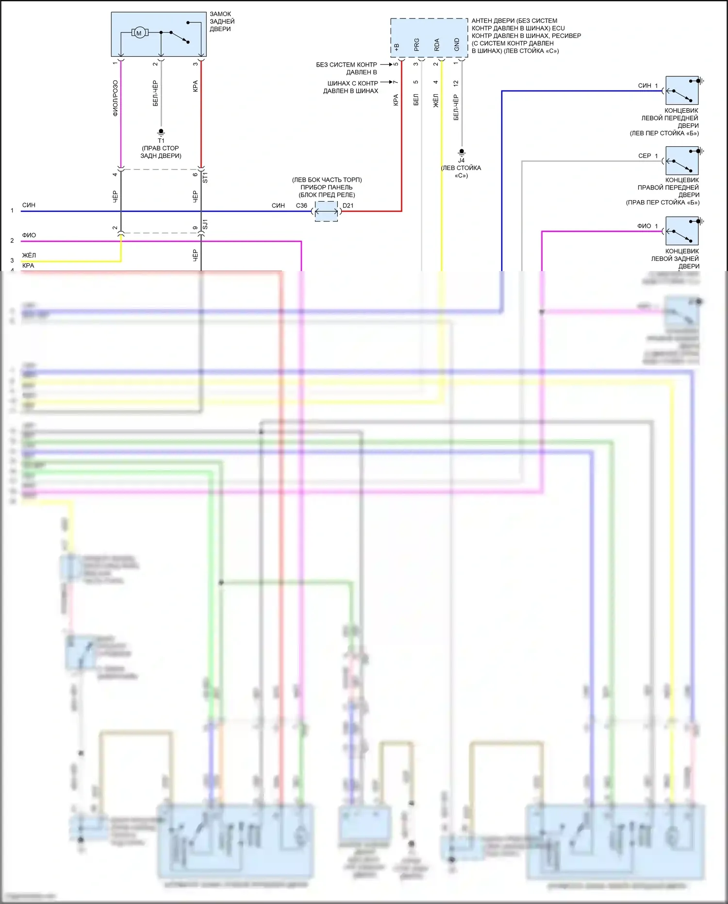 Yaris Toyota DJ/DL (2016-2020): Электросхема центрального замка (2 из 2) 