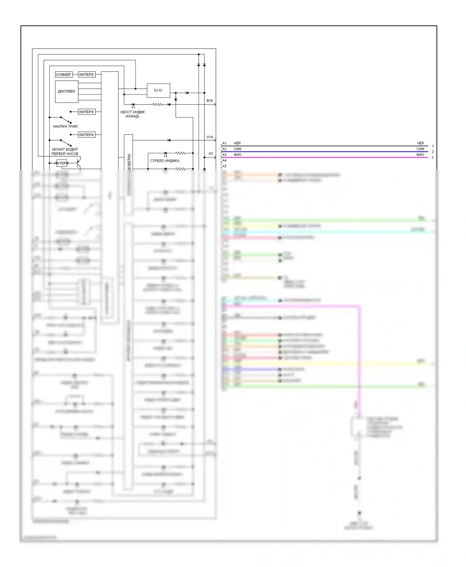 Yaris Toyota II рестайлинг (2009-2012): Электросхема приборной панели, хэтчбек (1 из 2) 