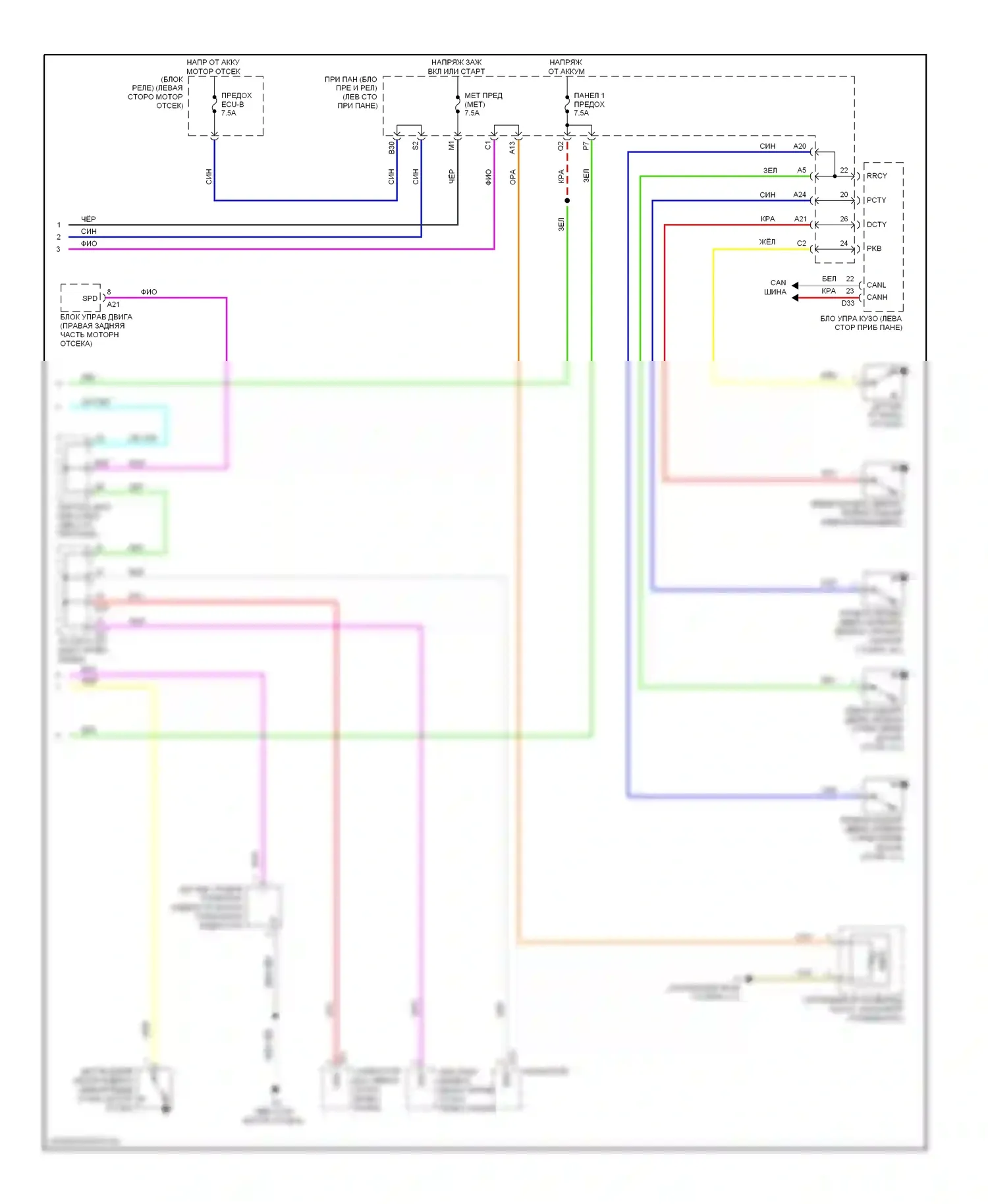 Yaris Toyota II рестайлинг (2009-2012): Электросхема приборной панели, седан (2 из 2) 