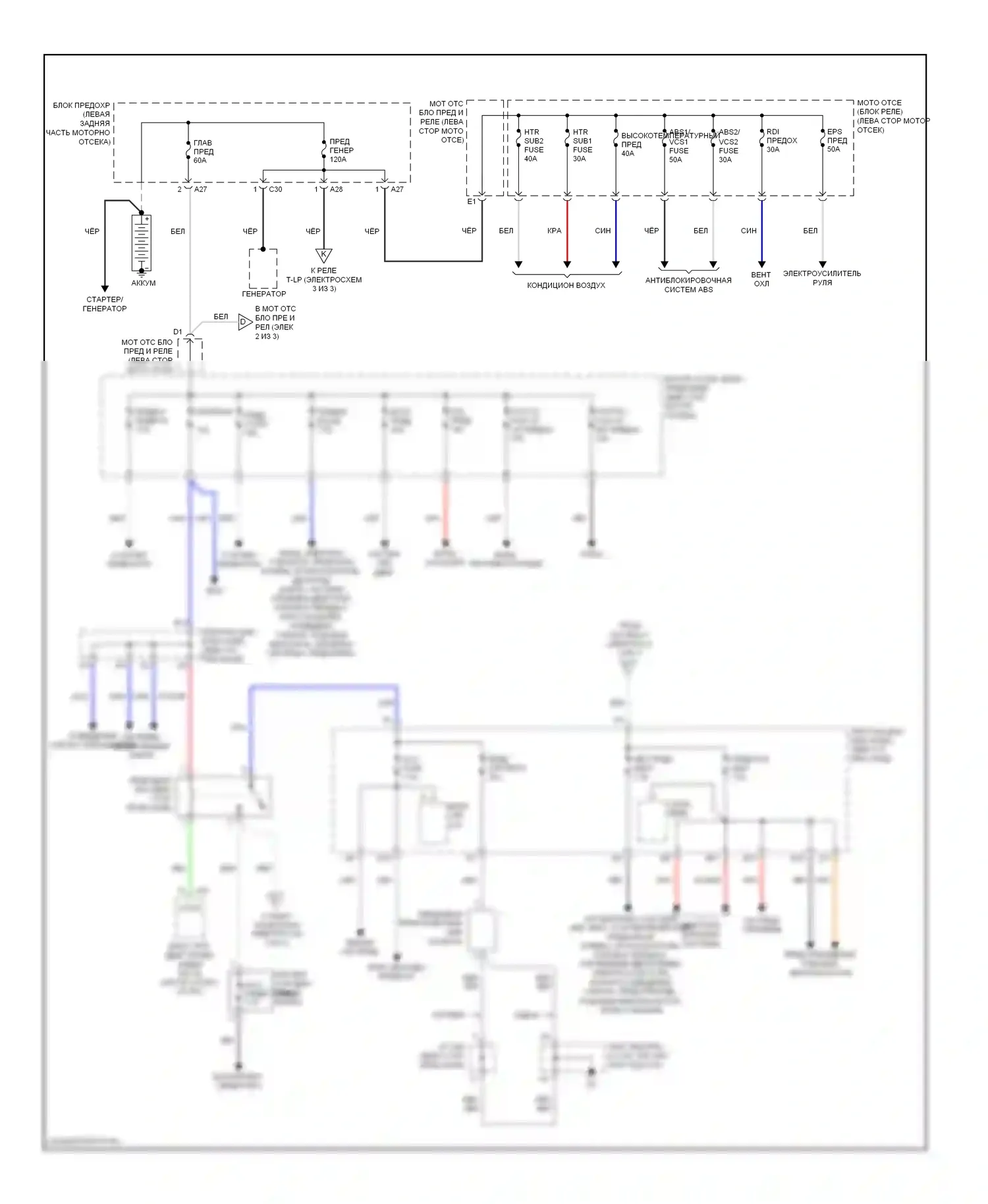 Yaris Toyota II (2005-2009): Электросхема блока предохранителей реле (1 из 3) 