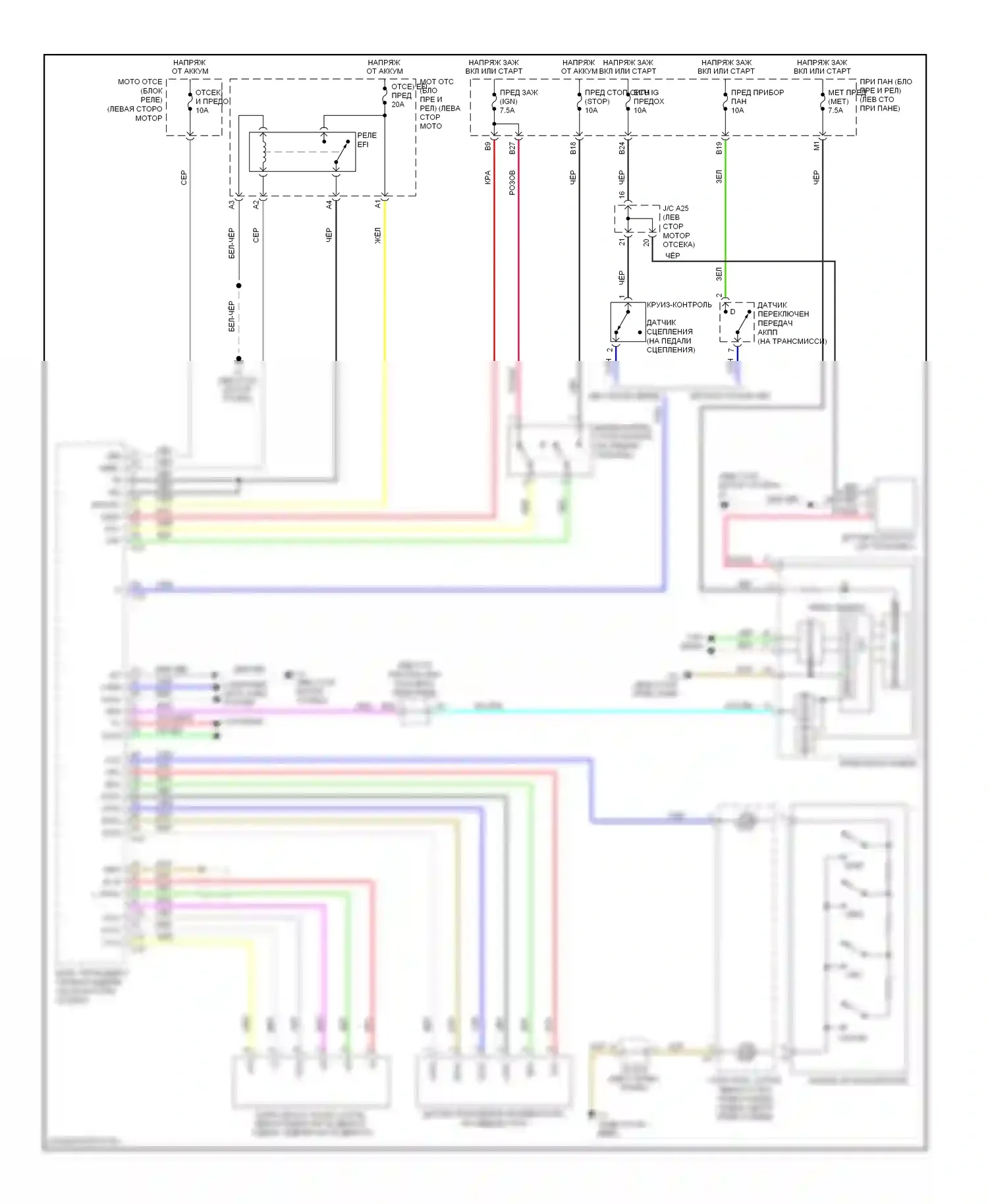 Yaris Toyota II (2005-2009): Электросхема круиз-контроля 
