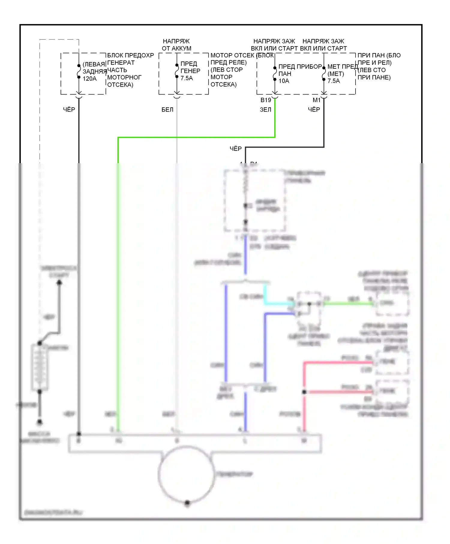 Yaris Toyota II (2005-2009): Электросхема генератора 