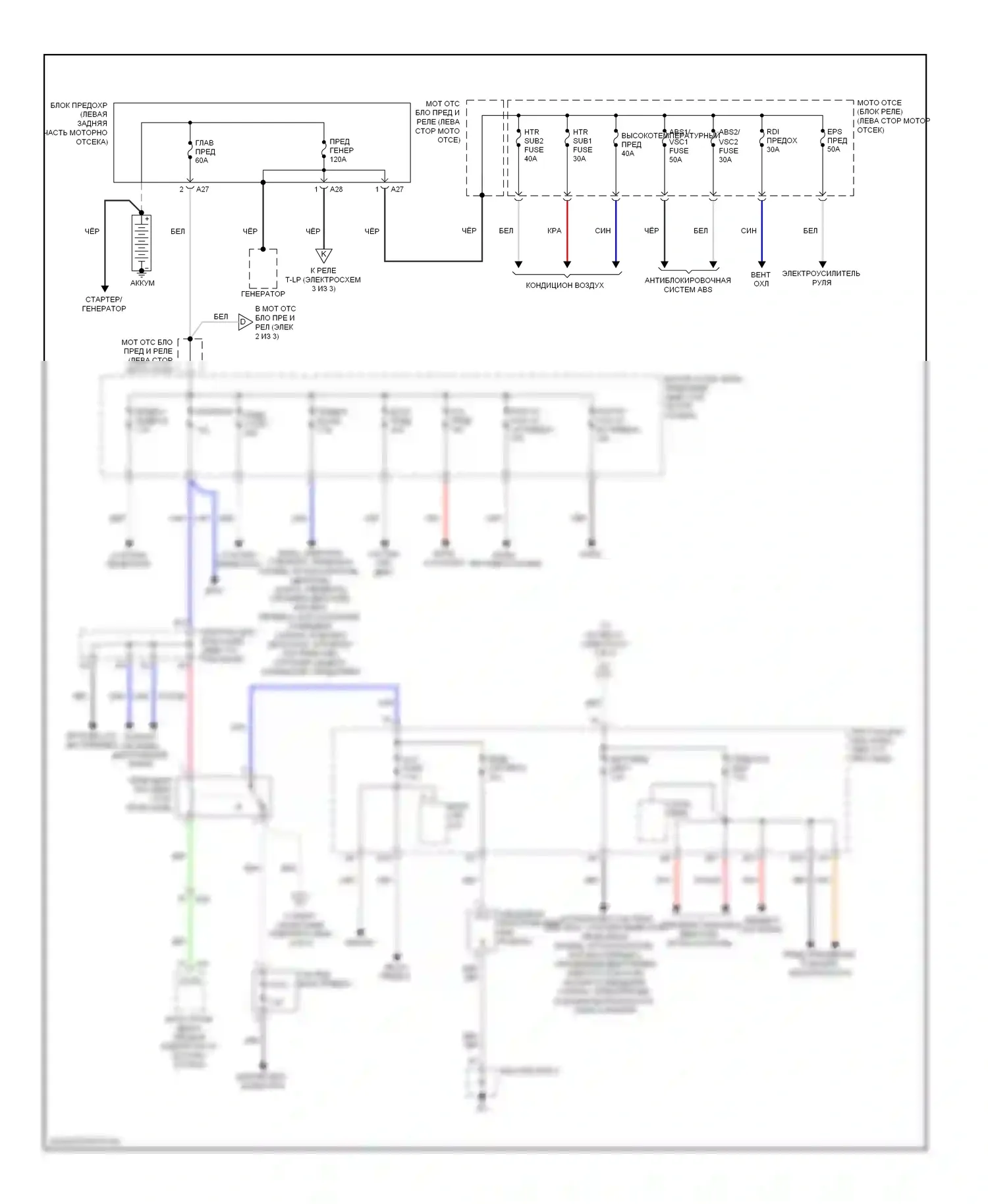 Yaris Toyota III (2010-2014): Электросхема блока предохранителей реле, седан (1 из 3) 