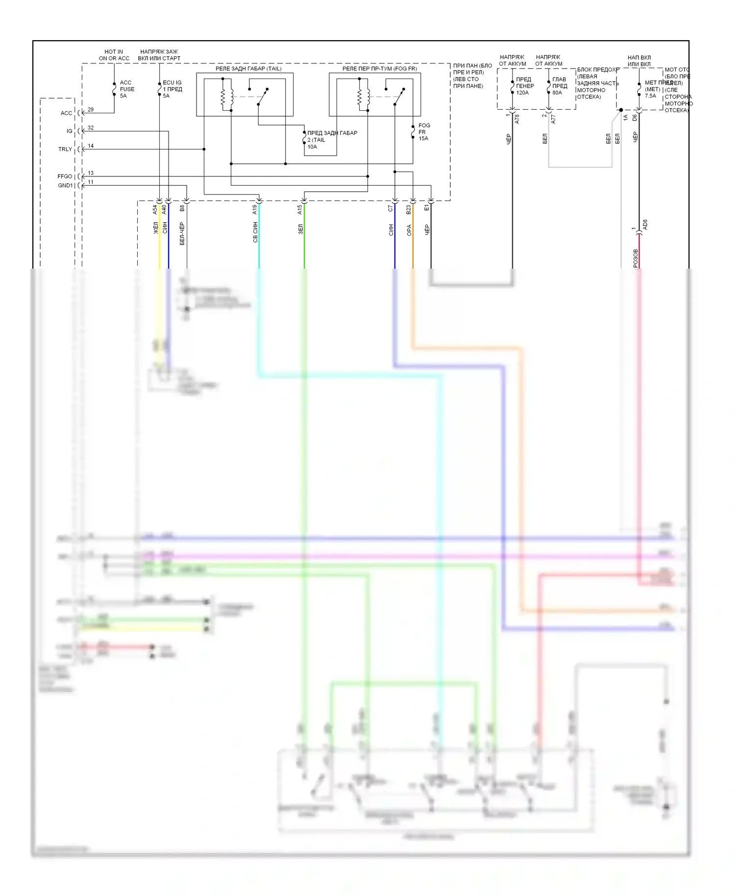 Yaris Toyota III (2010-2014): Электросхема фар, без хэтчбека (1 из 2) 