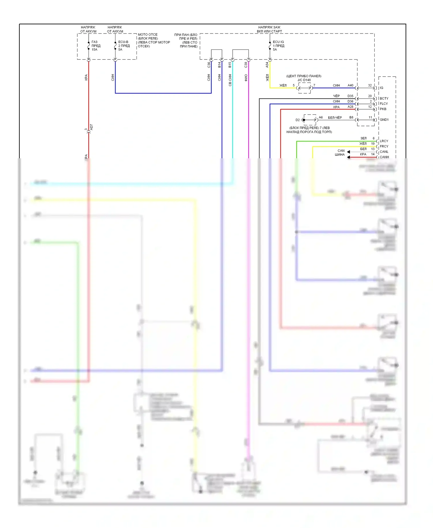 Yaris Toyota III (2010-2014): Электросхема приборной панели, хэтчбек (2 из 2) 