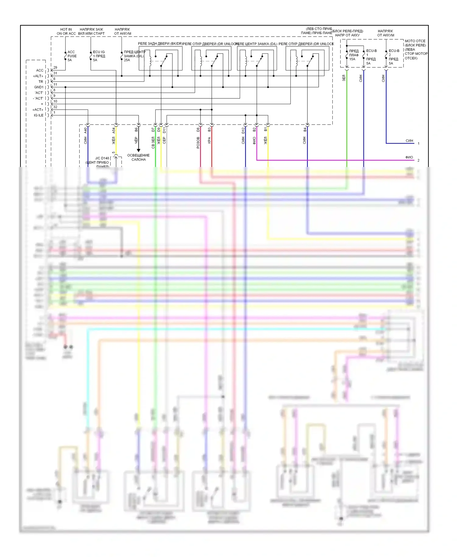 Yaris Toyota III (2010-2014): Электросхема центрального замка, хэтчбек (1 из 2) 