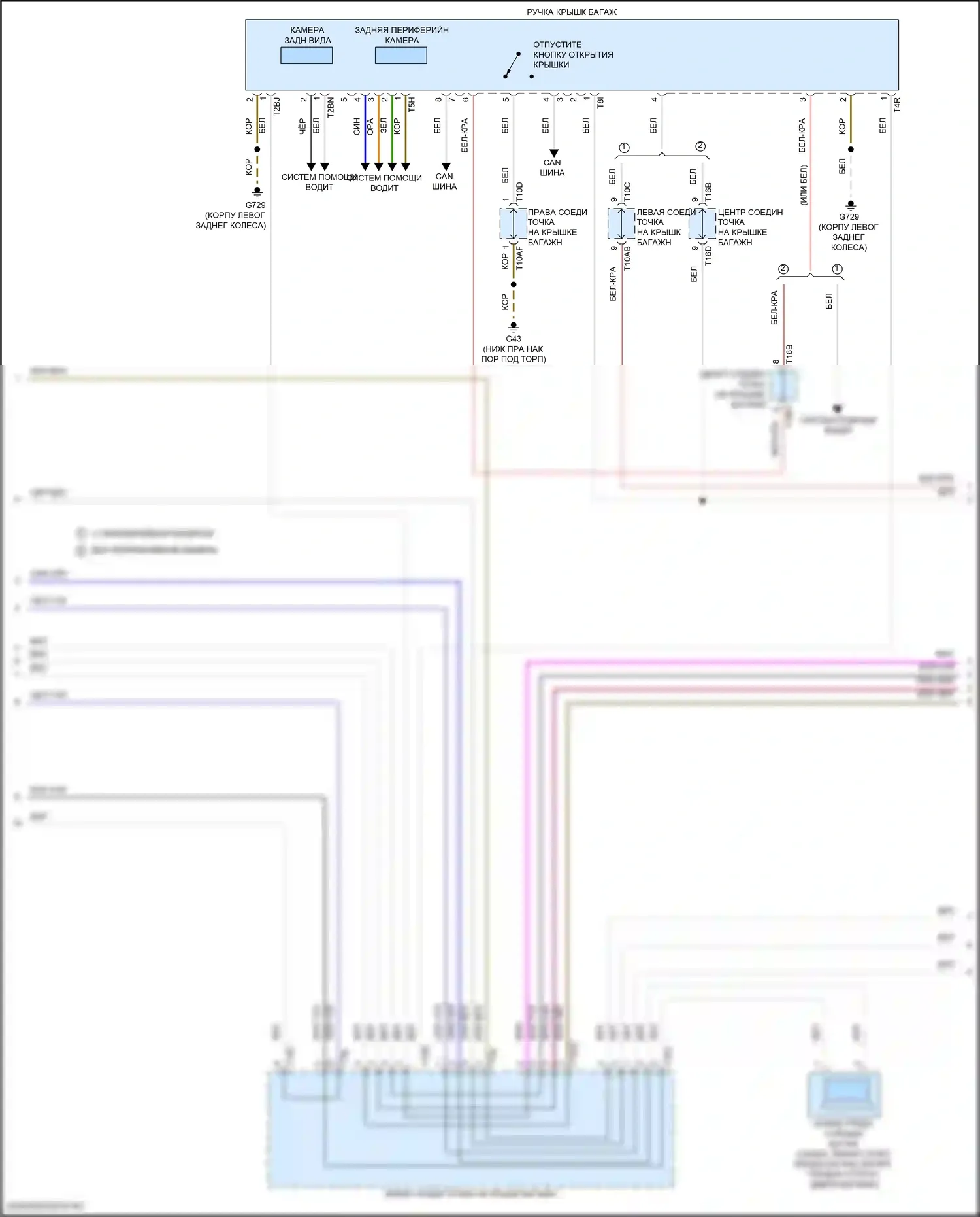 Arteon Volkswagen I рестайлинг (2020-2024): Электросхема открытия багажника и лючка топливного бака (2 из 3) 