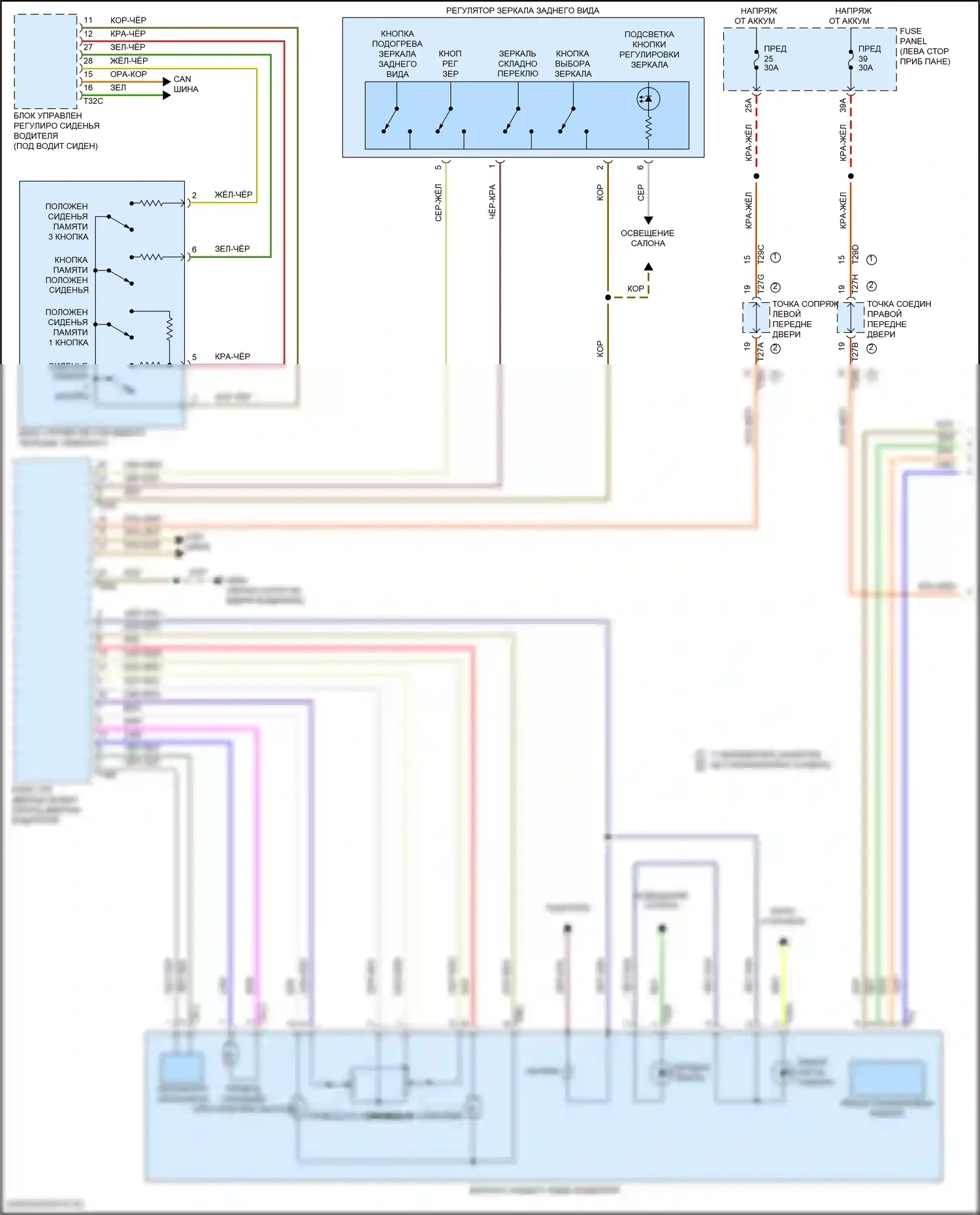 Arteon Volkswagen I рестайлинг (2020-2024): Электросхема памяти зеркал (1 из 2) 