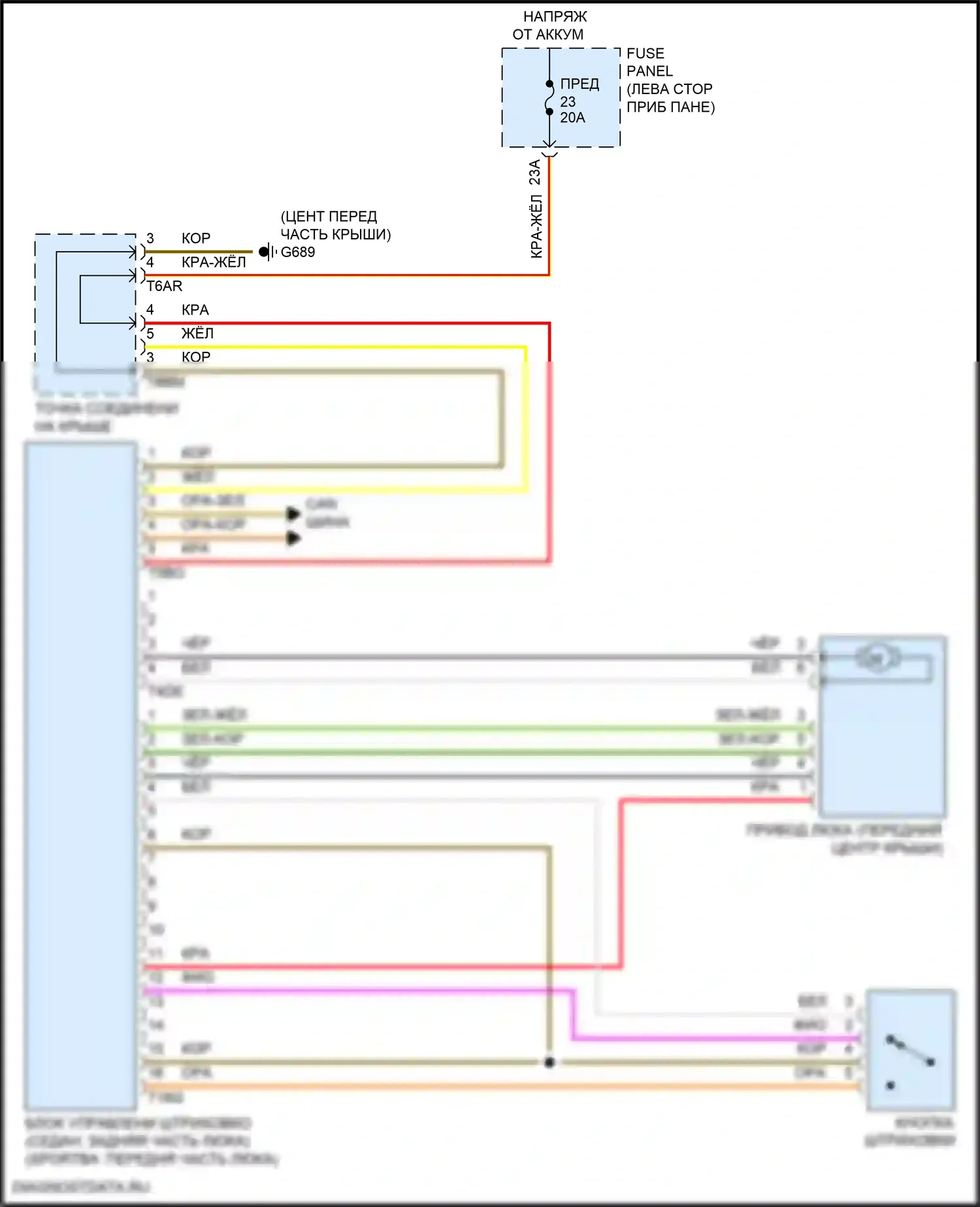 Arteon Volkswagen I рестайлинг (2020-2024): Электросхема складной крыши/люка 