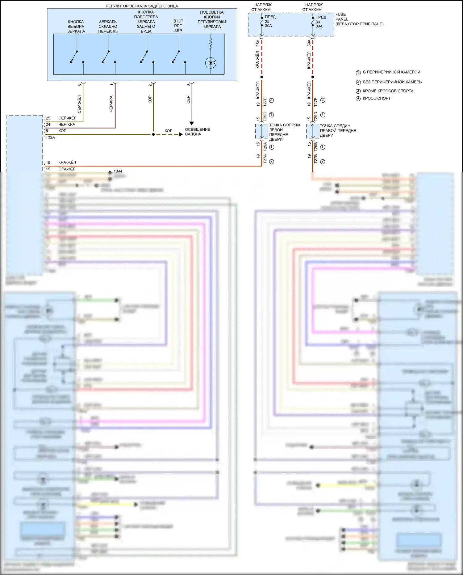 Atlas Cross Sport Volkswagen I (2019-2023): Электросхема управления зеркалами заднего вида 