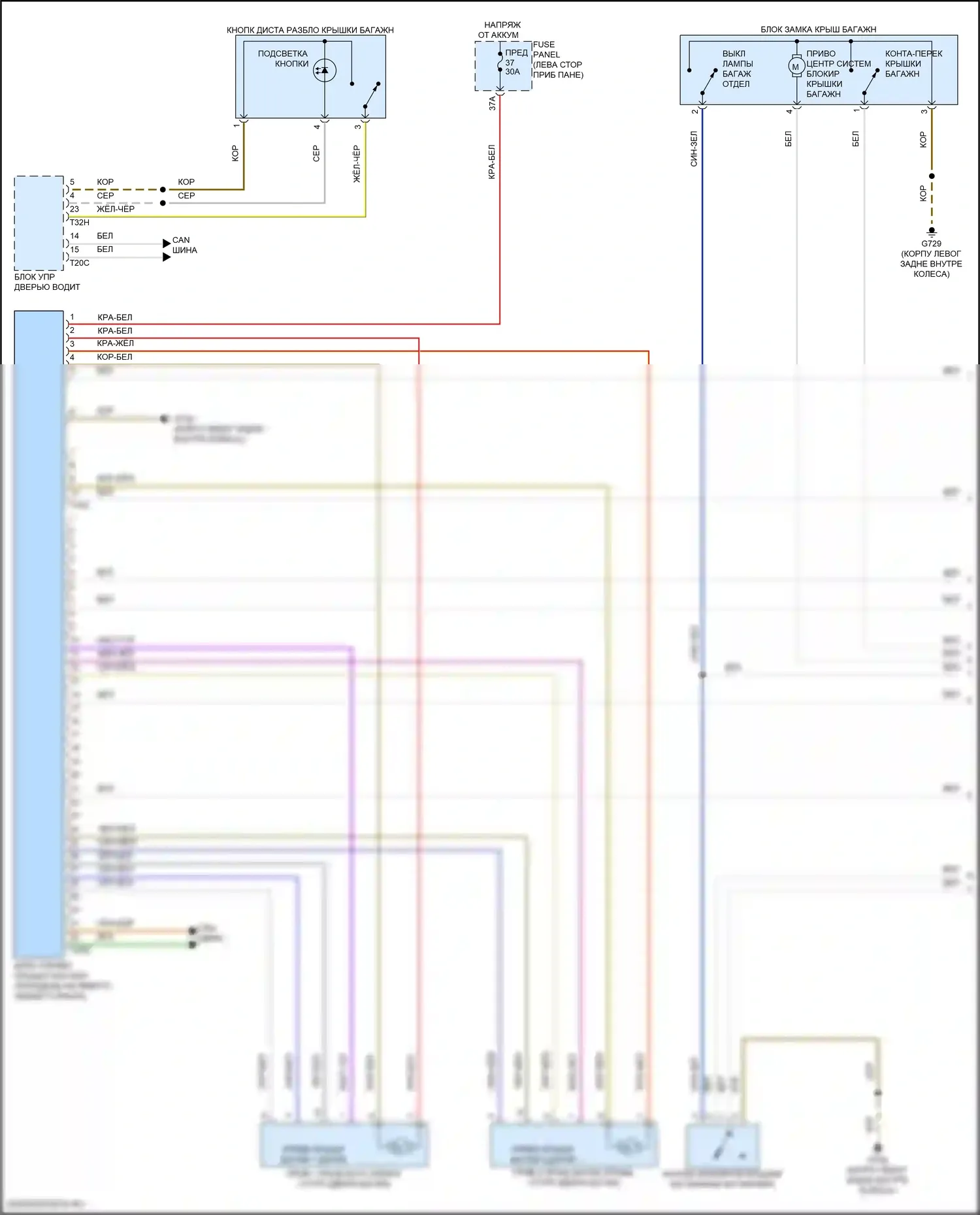 Atlas Volkswagen I рестайлинг 2 (2023-2024): Электросхема открытия багажника и лючка топливного бака (1 из 3) 