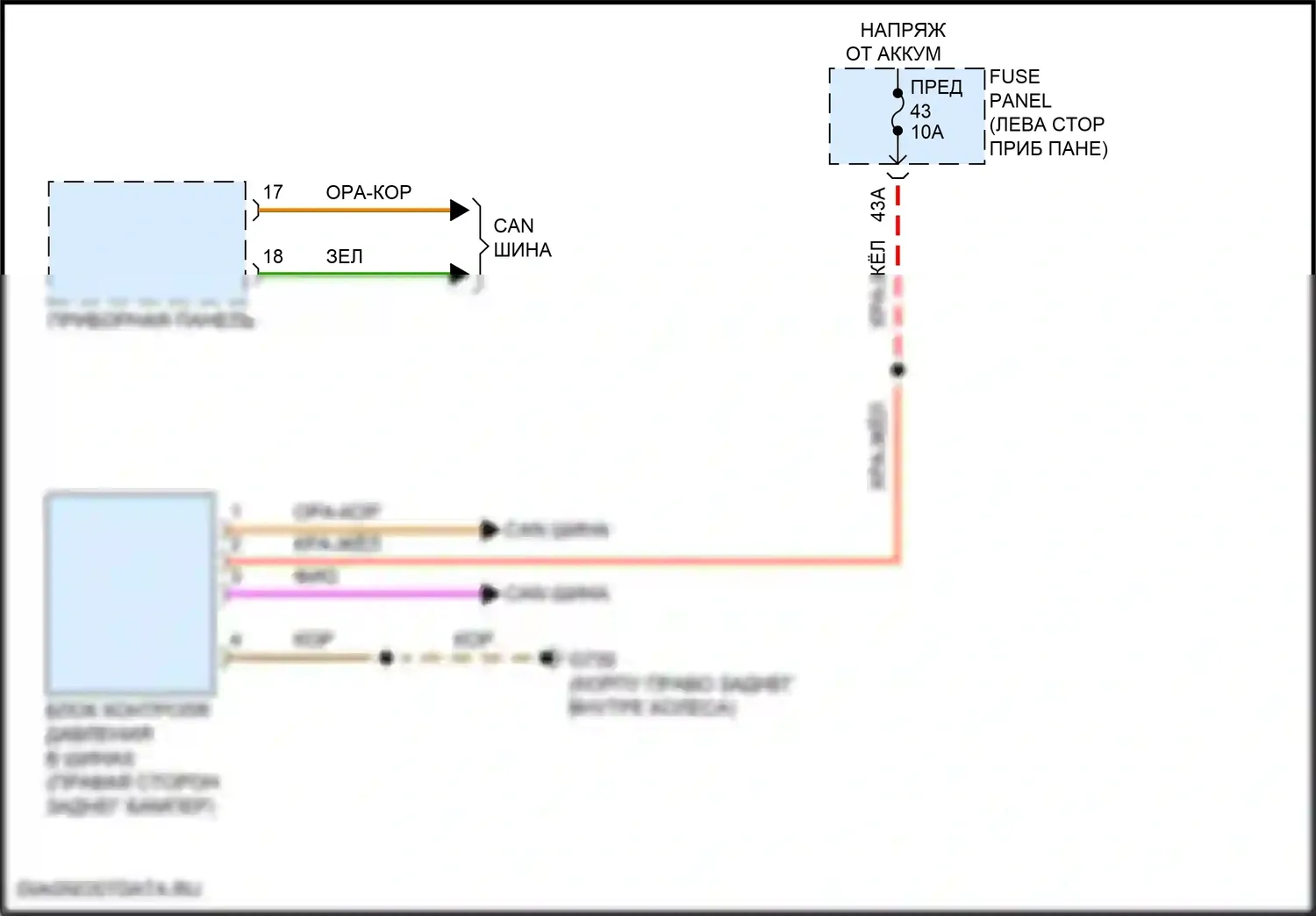 Atlas Volkswagen I рестайлинг 2 (2023-2024): Электросхема контроля давления в шинах 