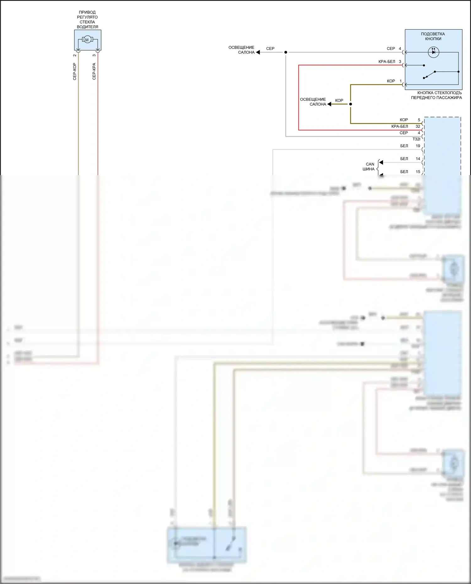 Atlas Volkswagen I рестайлинг 2 (2023-2024): Электросхема стеклоподъемников (2 из 2) 