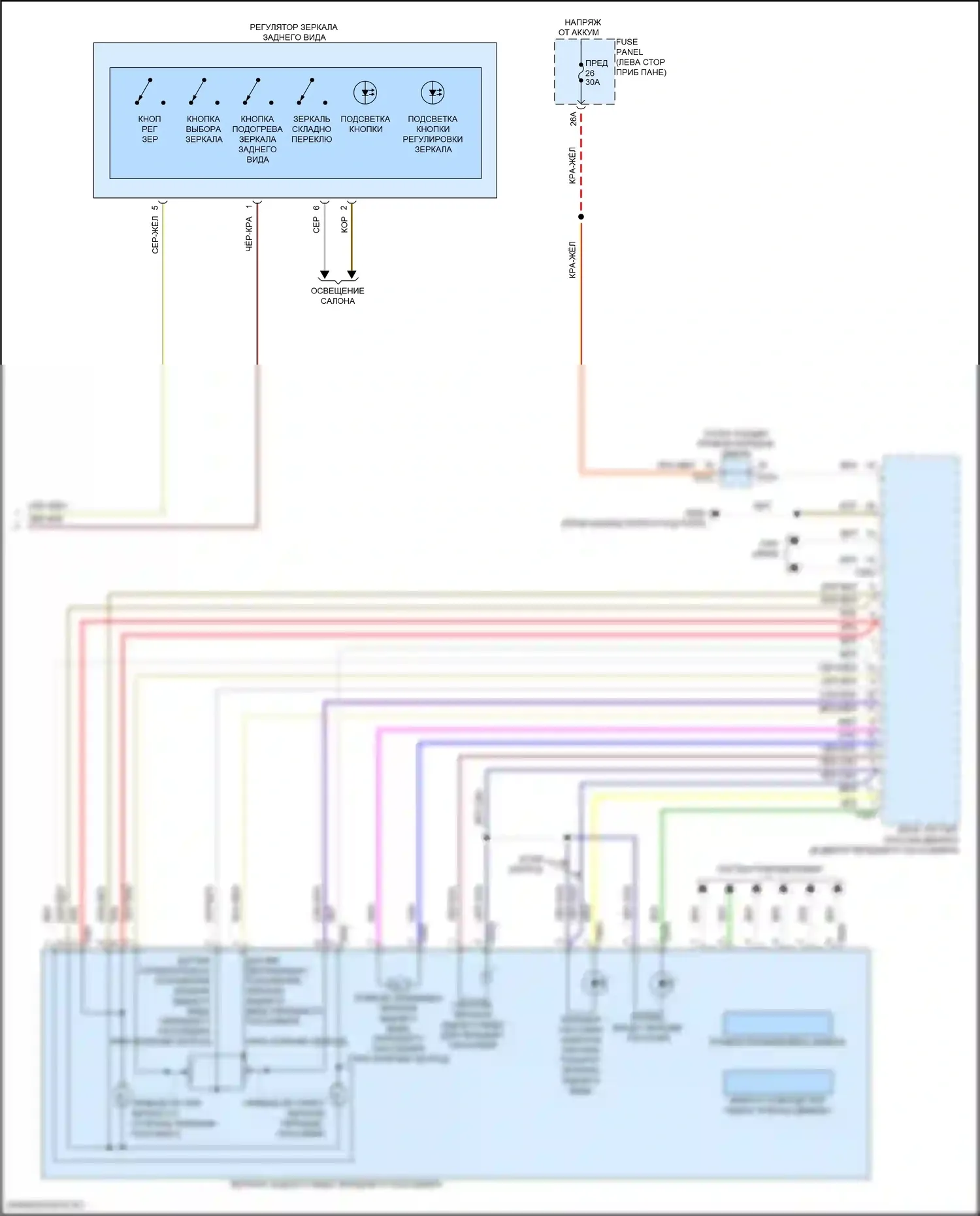 Atlas Volkswagen I рестайлинг 2 (2023-2024): Управление зеркалами заднего вида электросхема (2 из 2) 