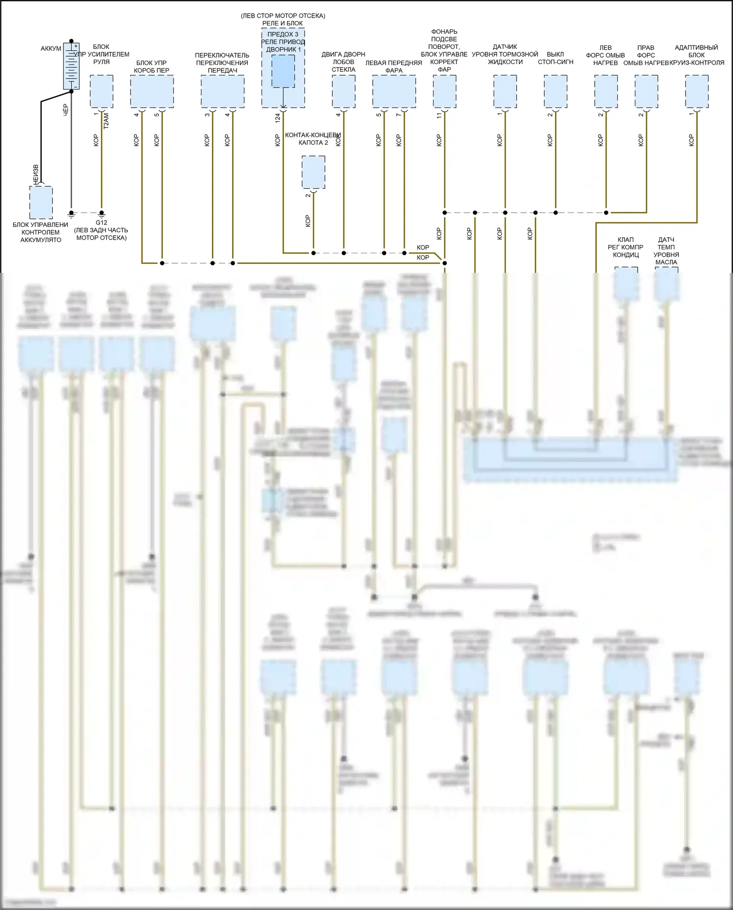 Atlas Volkswagen I рестайлинг (2020-2023): Электросхема точек подключения масс (1 из 5) 