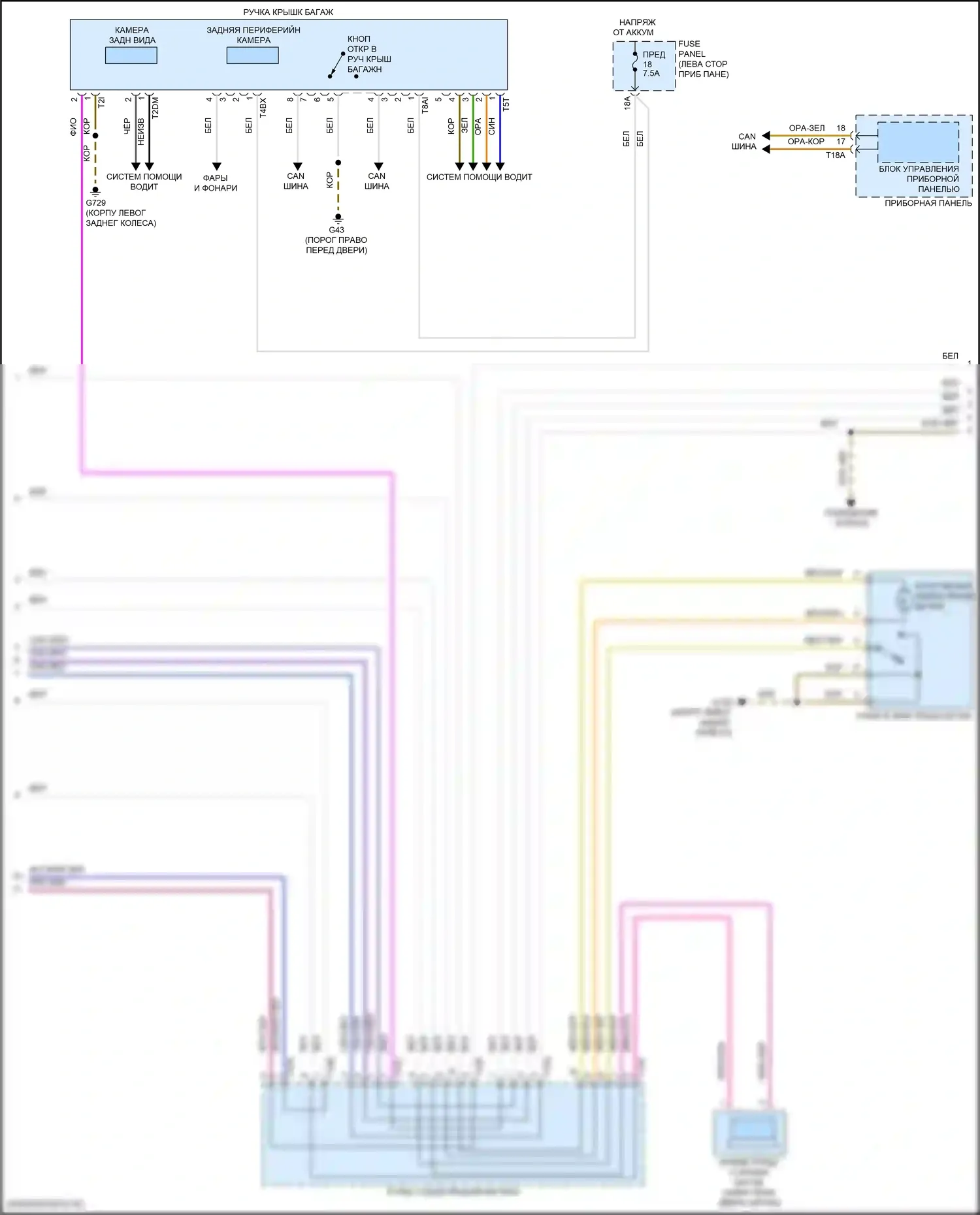 Atlas Volkswagen I (2017-2020): Электросхема открытия багажника и лючка топливного бака (2 из 3) 