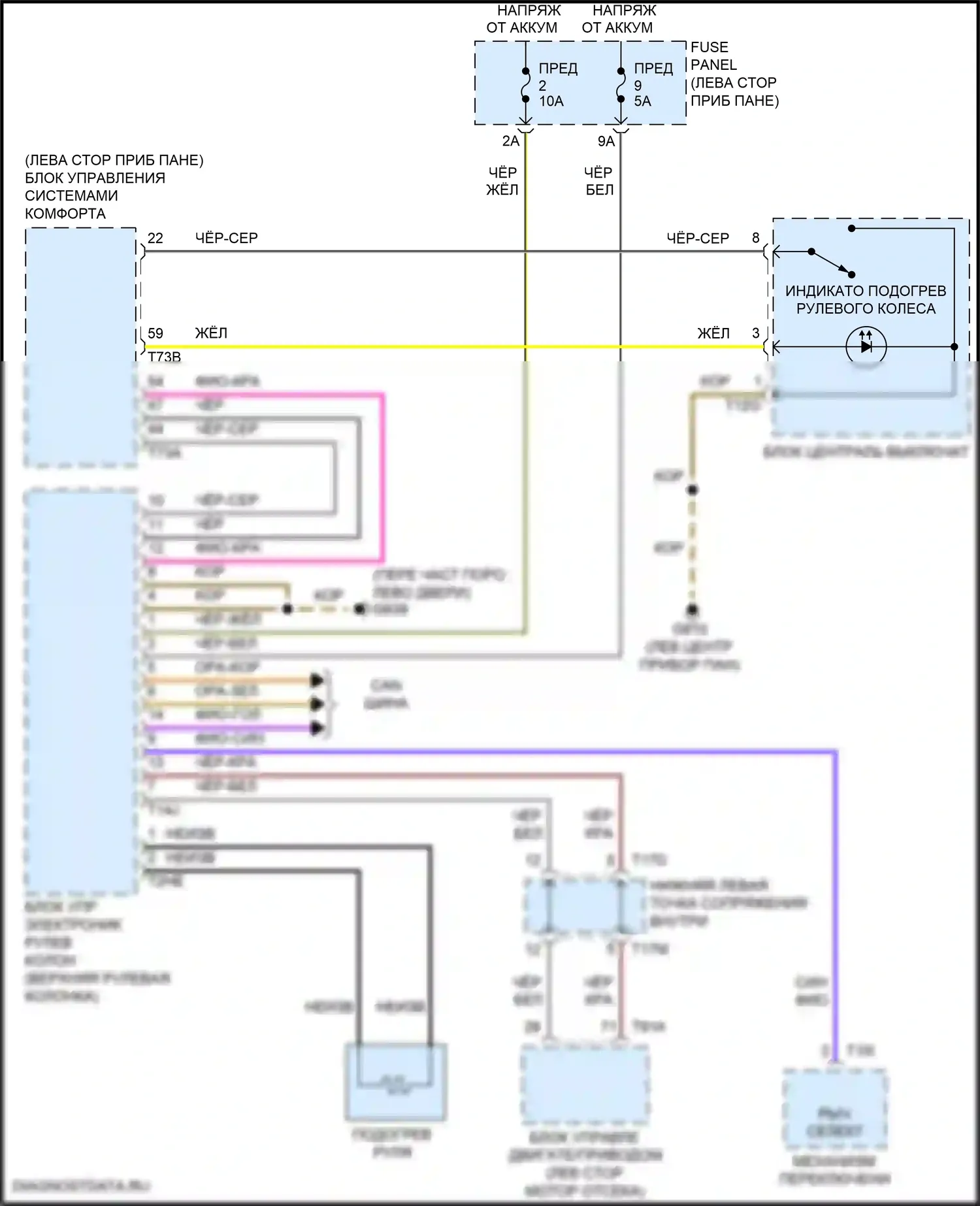 Atlas Volkswagen I (2017-2020): Электросхема рулевого колеса с подогревом 