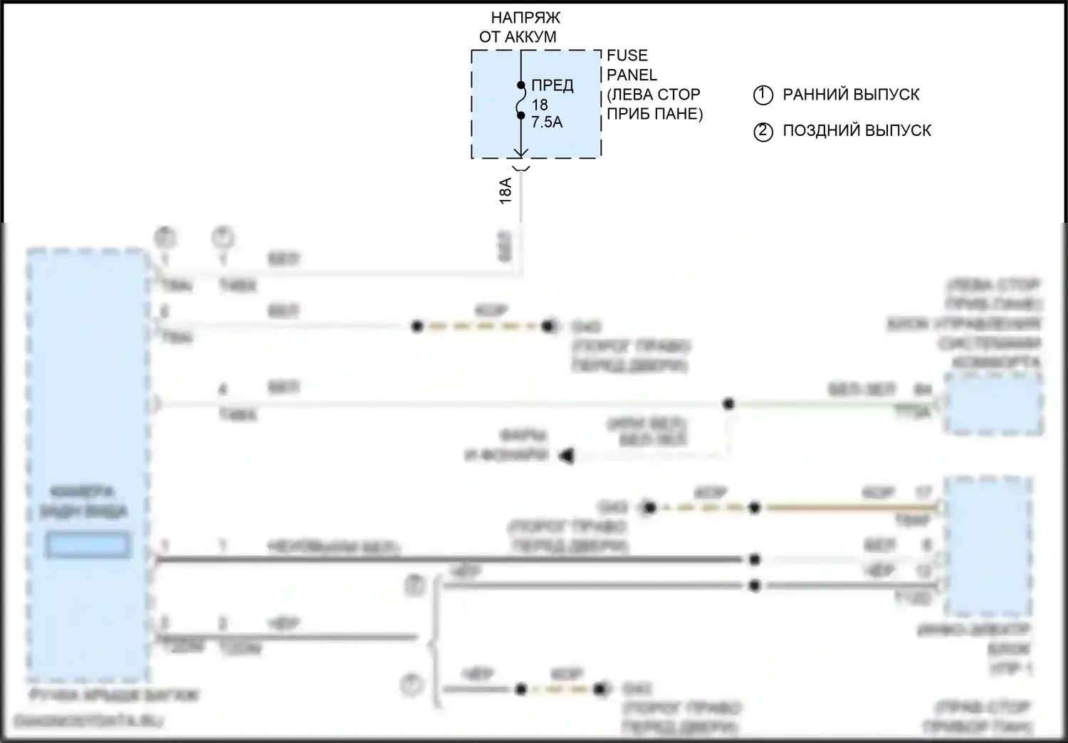 Atlas Volkswagen I (2017-2020): Электросхема камеры заднего вида 