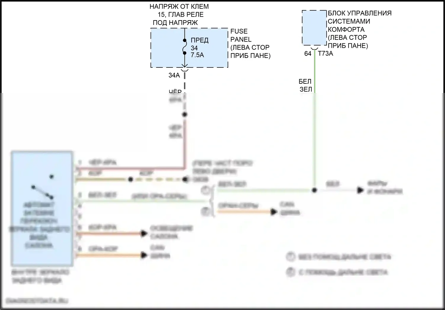 Atlas Volkswagen I (2017-2020): Электросхема автоматического дневного/ночного зеркала 