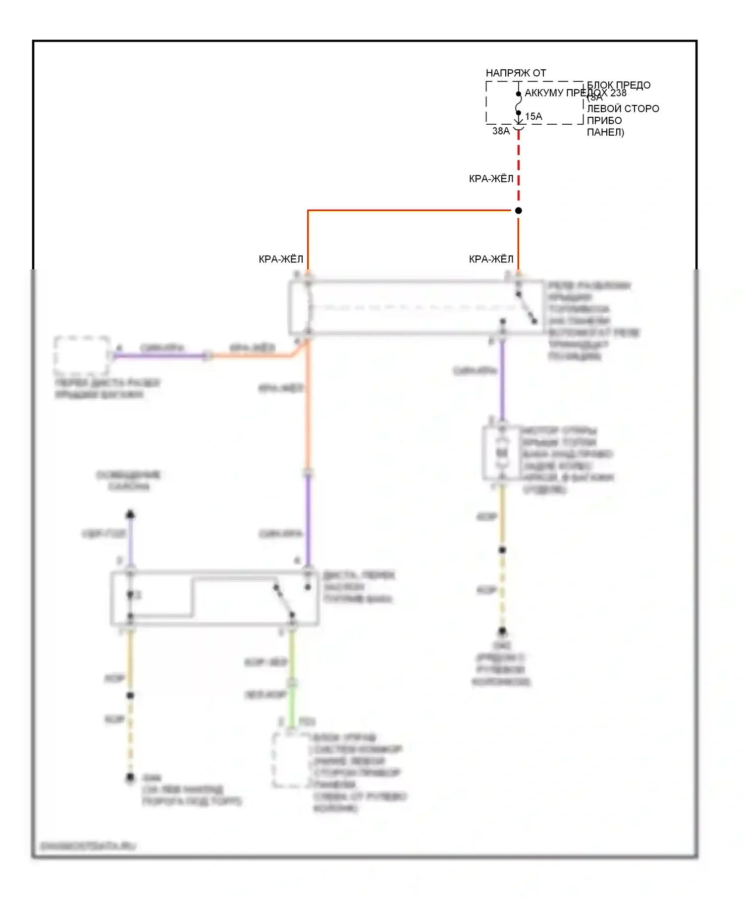 Beetle Volkswagen A4 рестайлинг (2005-2011): Электросхема открытия лючка топливного бака, кабриолет 