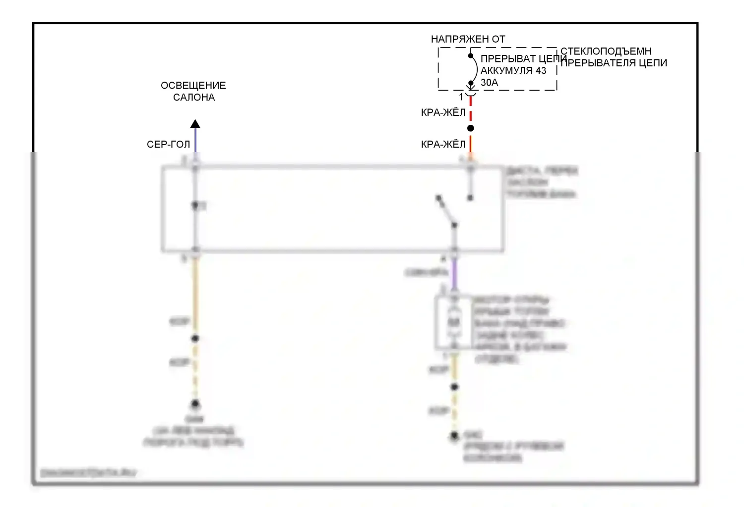 Beetle Volkswagen A4 рестайлинг (2005-2011): Электросхема открытия лючка топливного бака, кроме кабриолета 