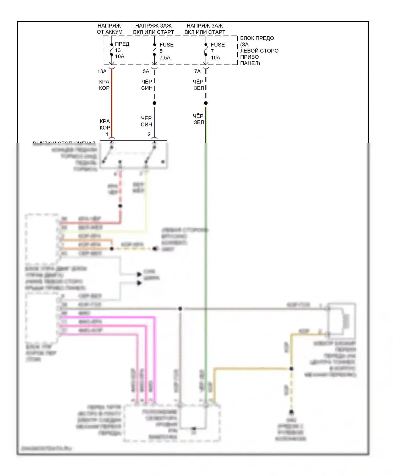 Beetle Volkswagen A4 рестайлинг (2005-2011): Электросхема блокировки селектора 