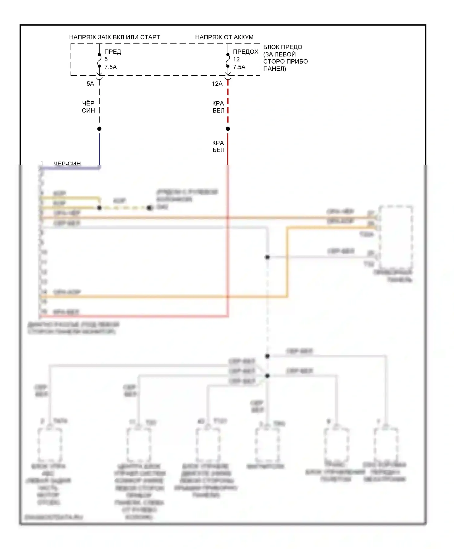 Beetle Volkswagen A4 рестайлинг (2005-2011): Электросхема диагностического разхъема, кроме кабриолета 