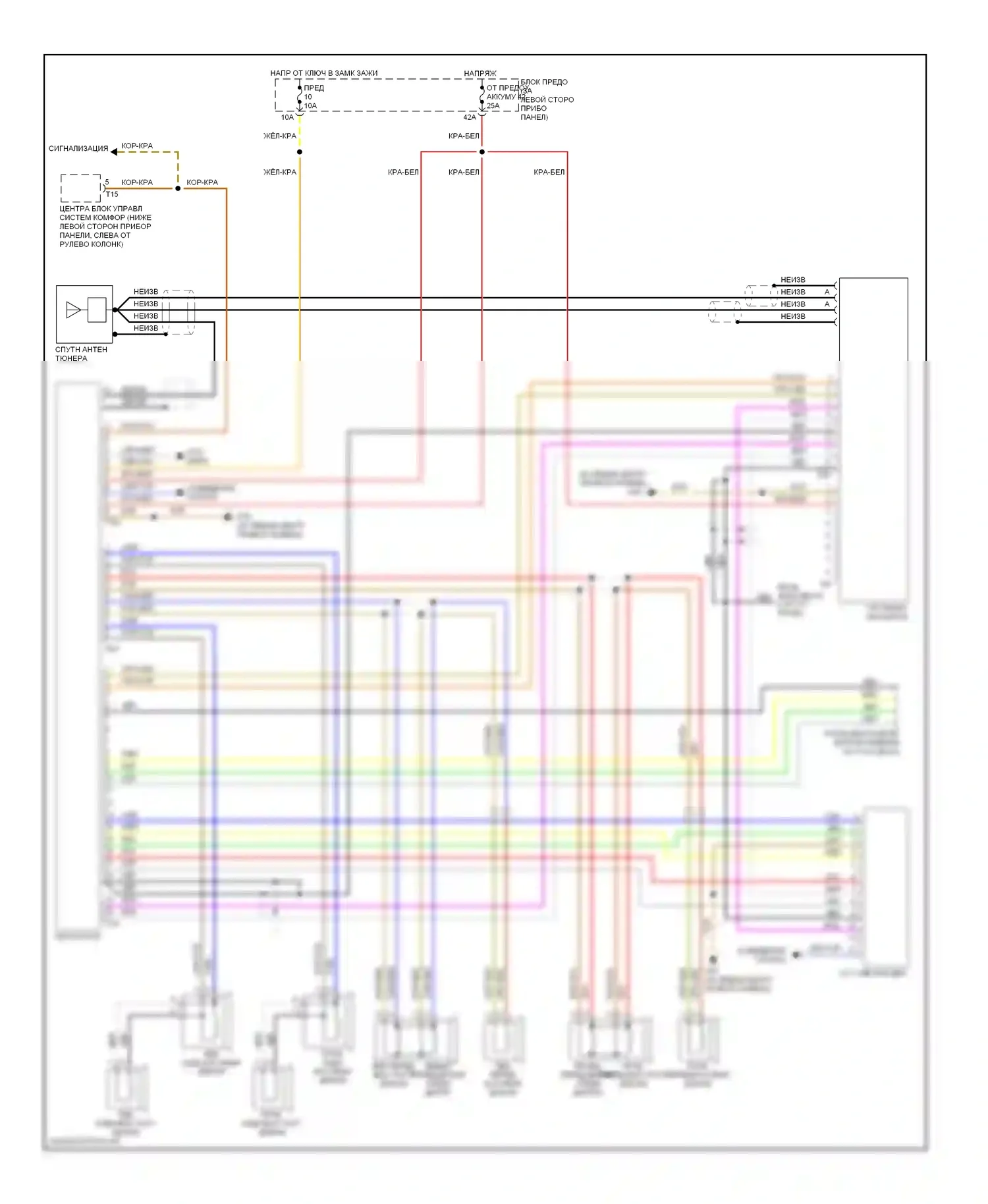 Beetle Volkswagen A4 рестайлинг (2005-2011): Электросхема базовой магнитолы, кабриолет со спутниковой магнитолой 