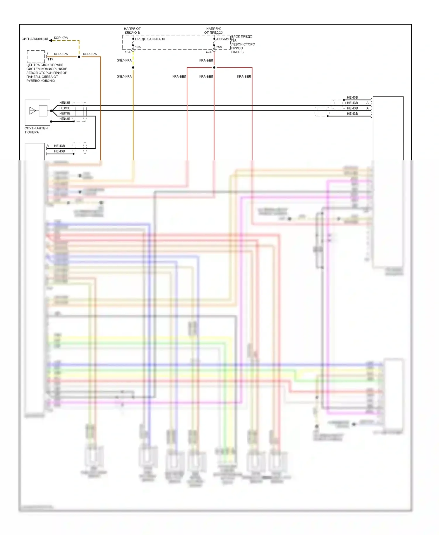 Beetle Volkswagen A4 рестайлинг (2005-2011): Электросхема базовой магнитолы, за исключением кабриолета со спутниковой магнитолой 