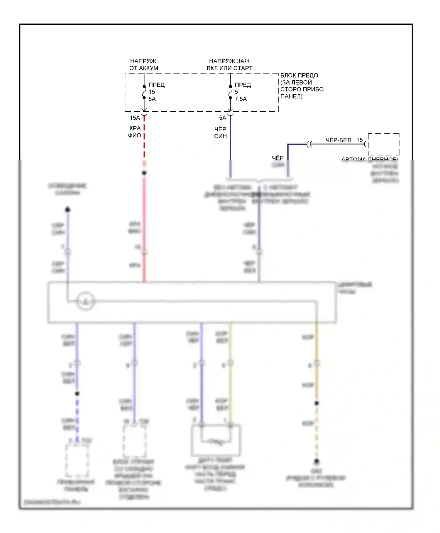 Beetle Volkswagen A4 рестайлинг (2005-2011): Электросхема цифровых часов, кабриолет 