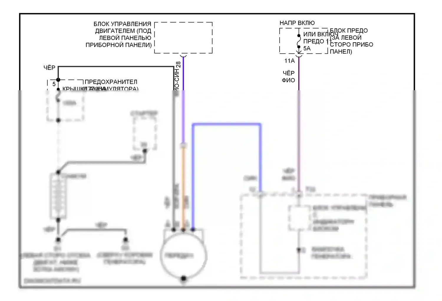 Beetle Volkswagen A4 рестайлинг (2005-2011): Электросхема генератора 